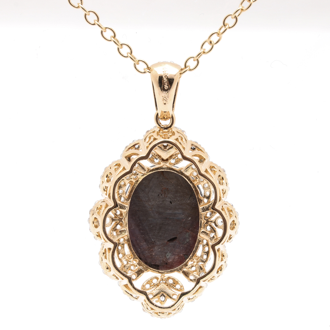 Orianne Sterling Silver Star Ruby and White Topaz Ring and Necklace