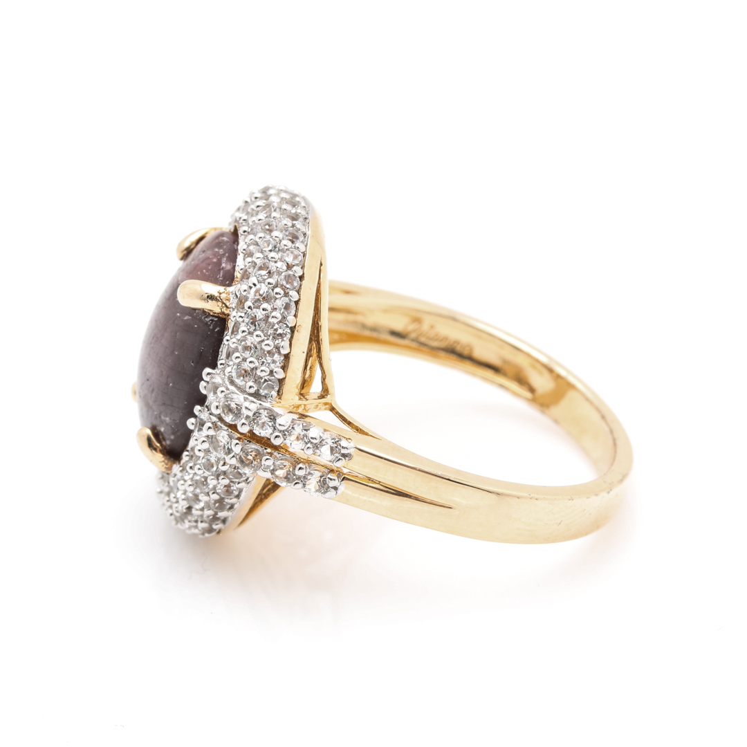 Orianne Sterling Silver Star Ruby and White Topaz Ring and Necklace