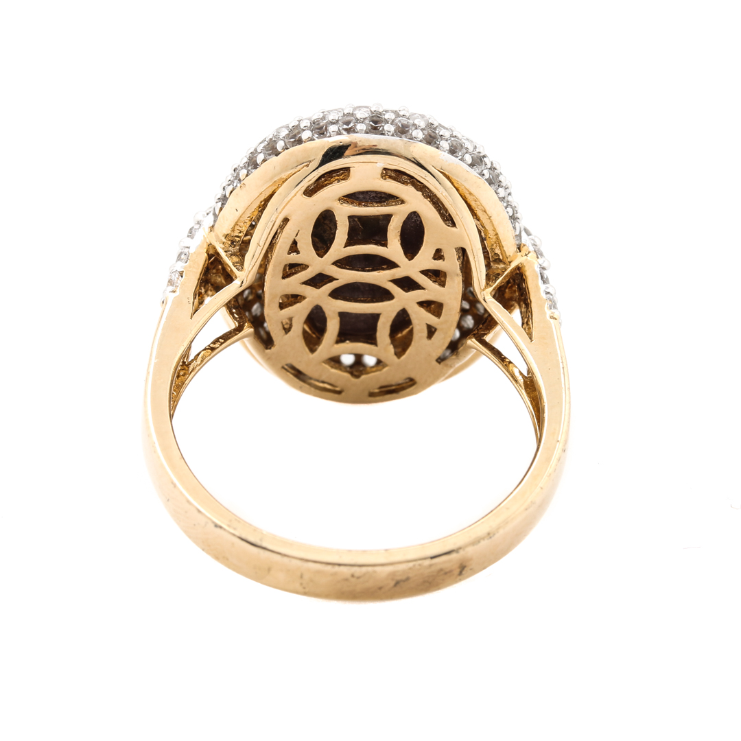 Orianne Sterling Silver Star Ruby and White Topaz Ring and Necklace