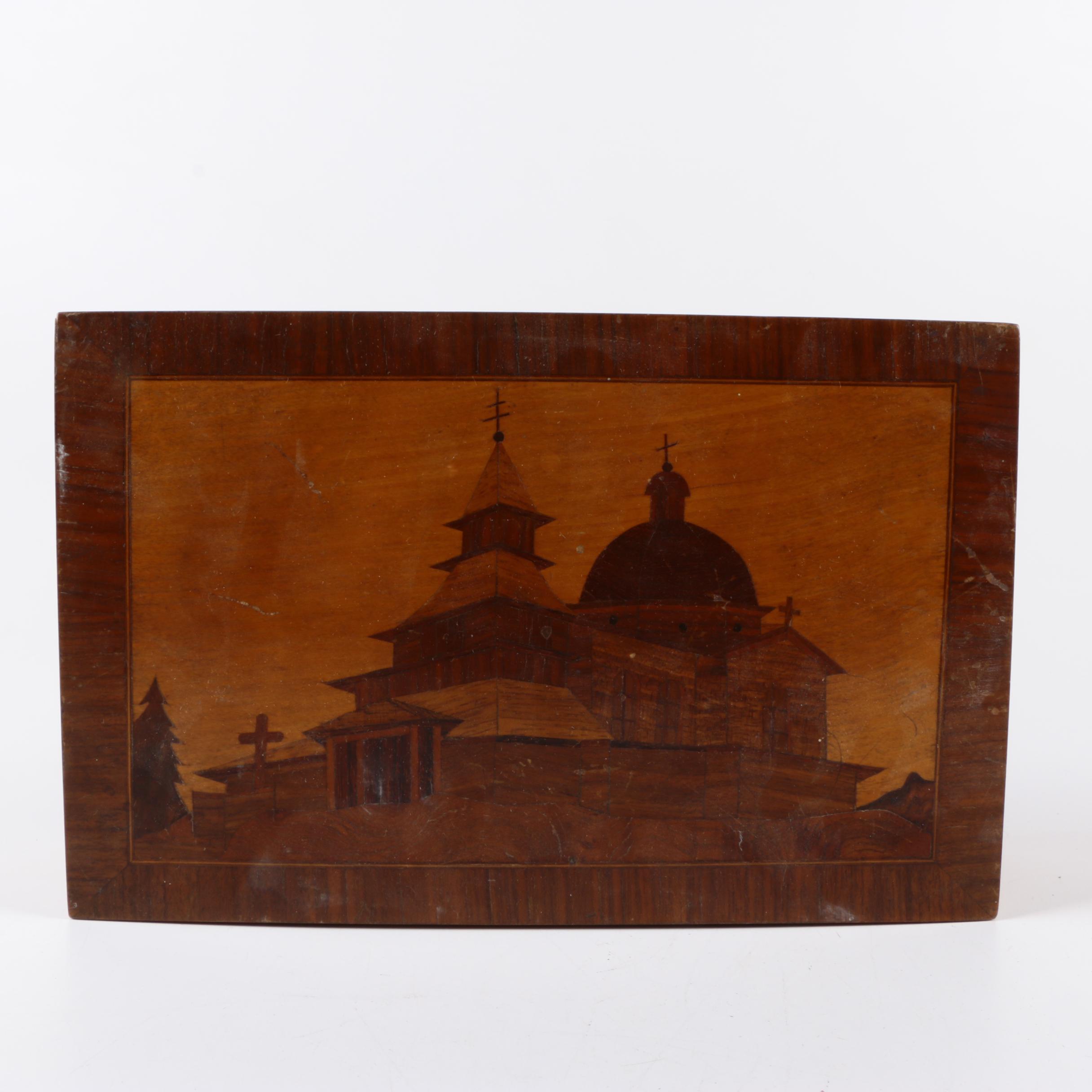 Marquetry Inlaid Wooden Jewelry Box