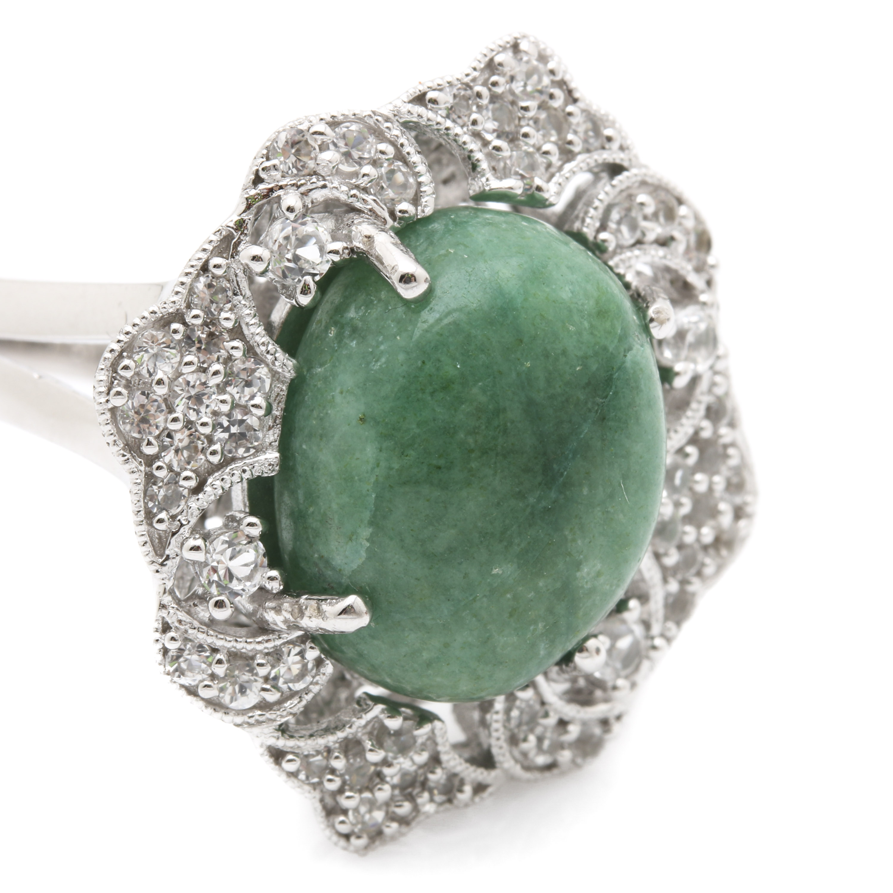 Orianne Sterling Silver Emerald and White Topaz Rings