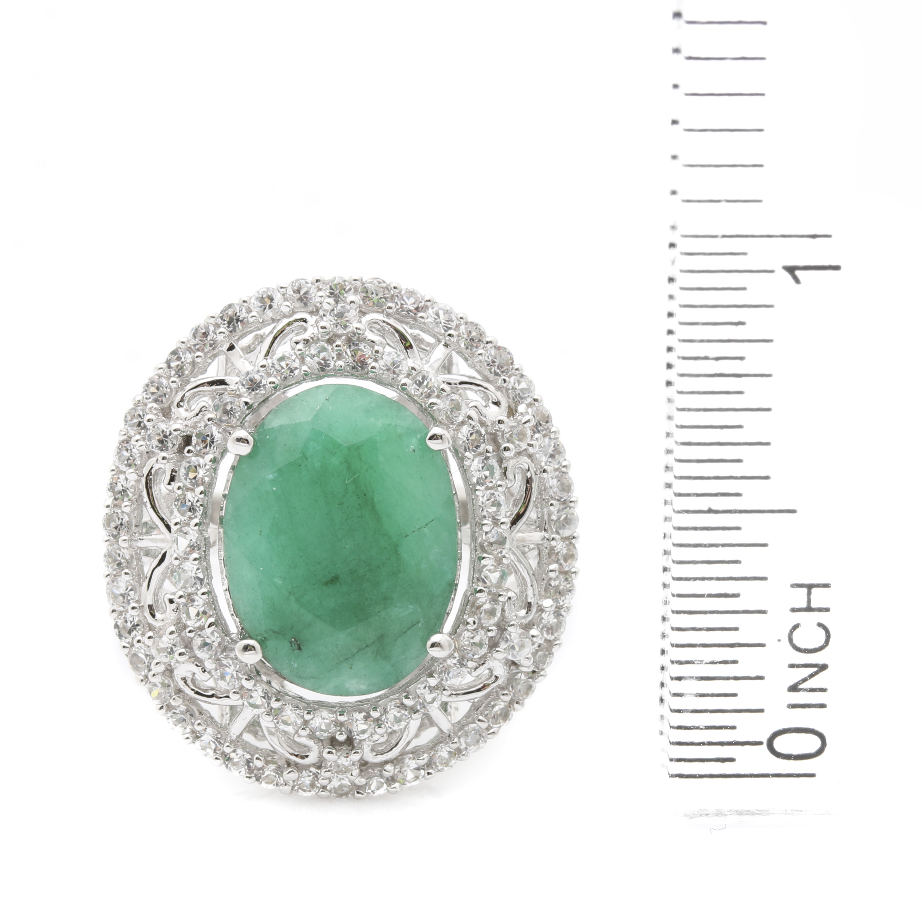 Orianne Sterling Silver Emerald and White Topaz Rings
