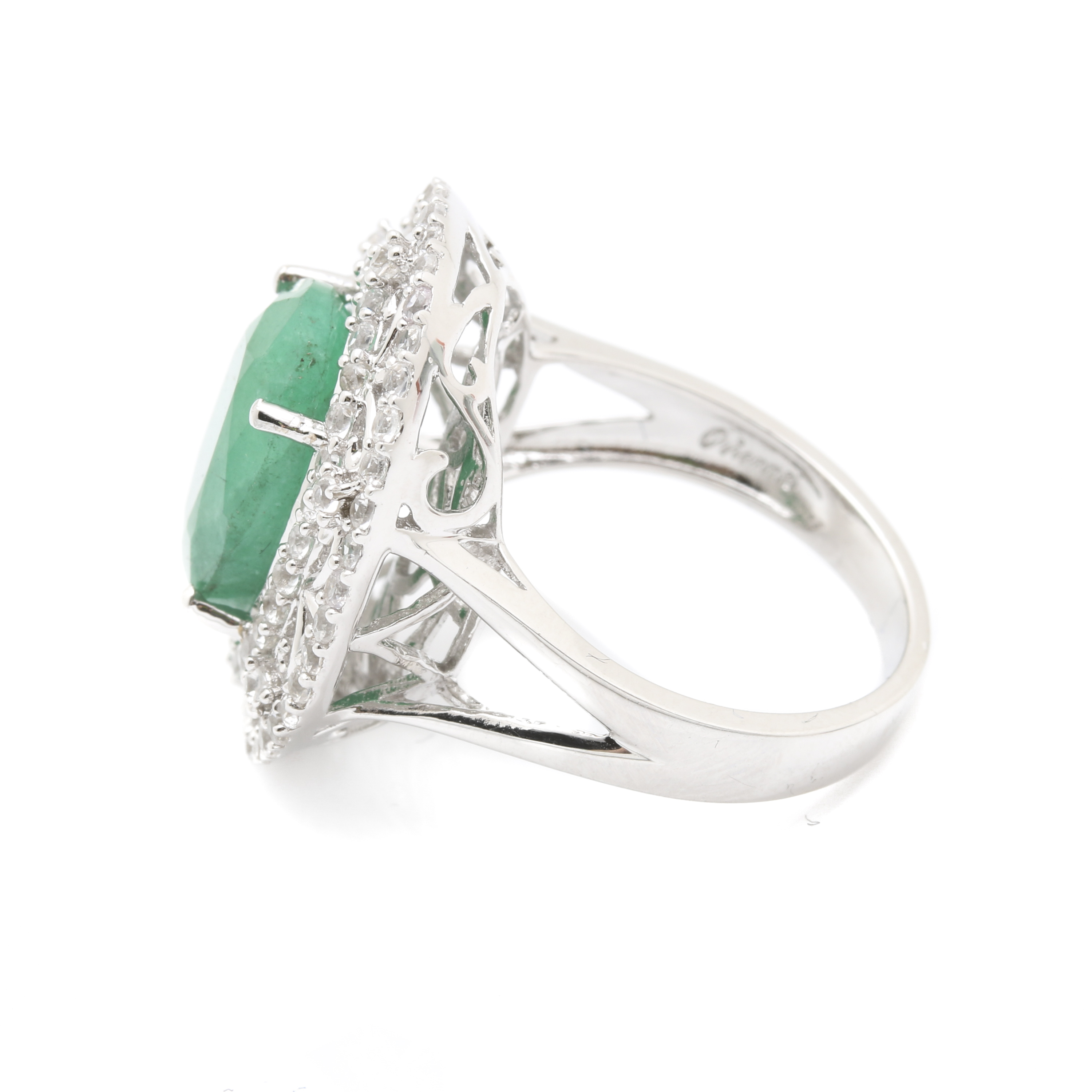 Orianne Sterling Silver Emerald and White Topaz Rings