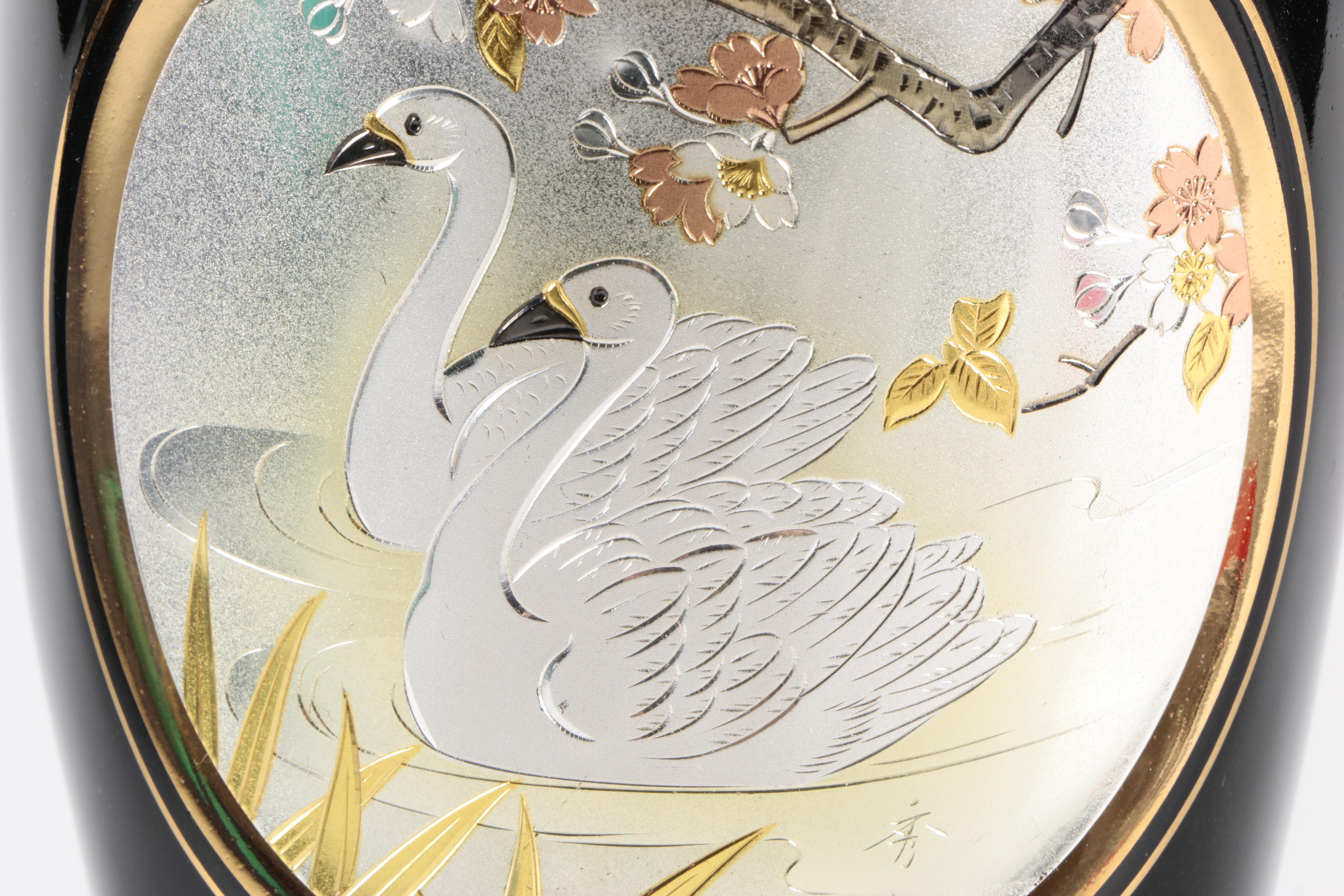 Japanese Chokin and Moriage Porcelain Vases