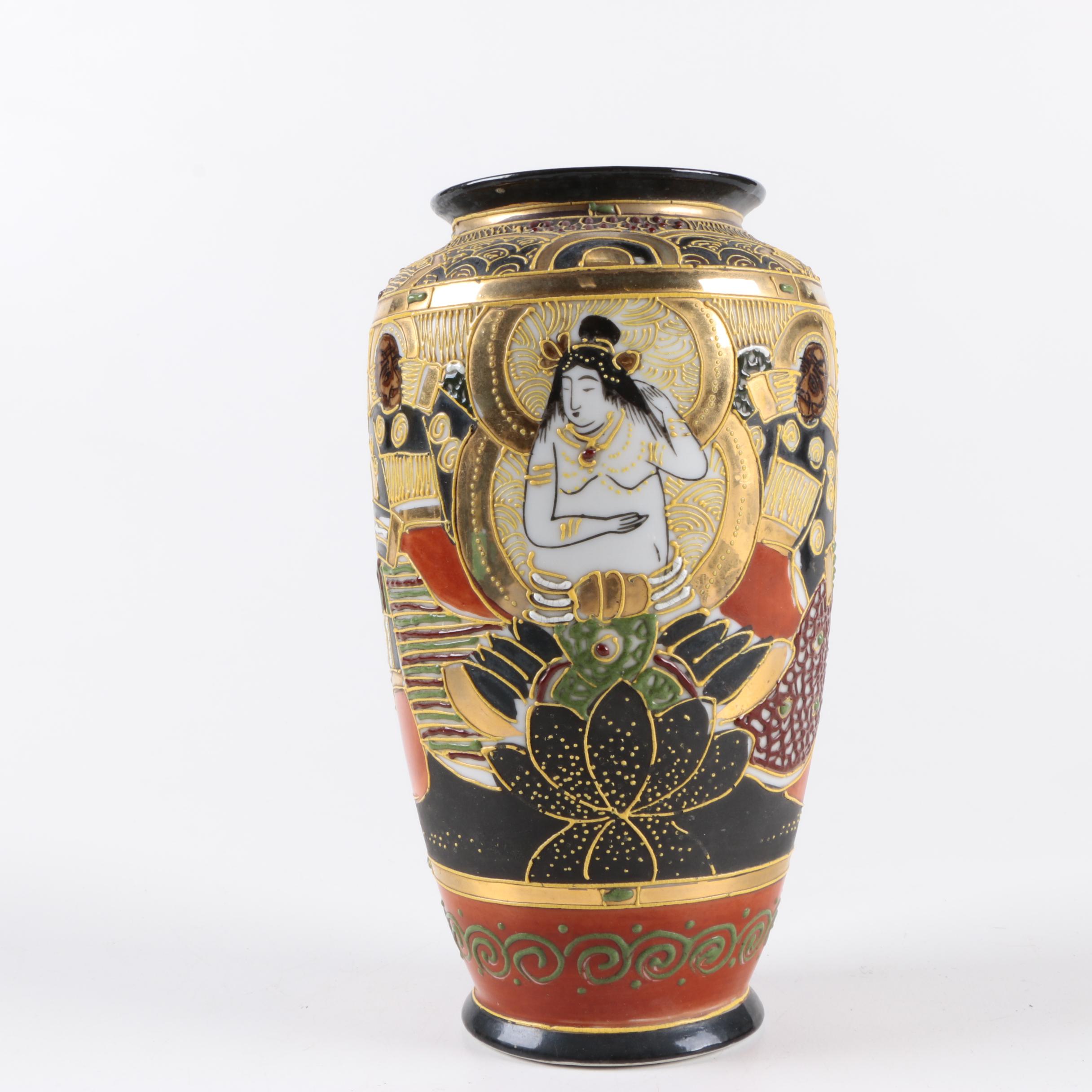 Japanese Chokin and Moriage Porcelain Vases