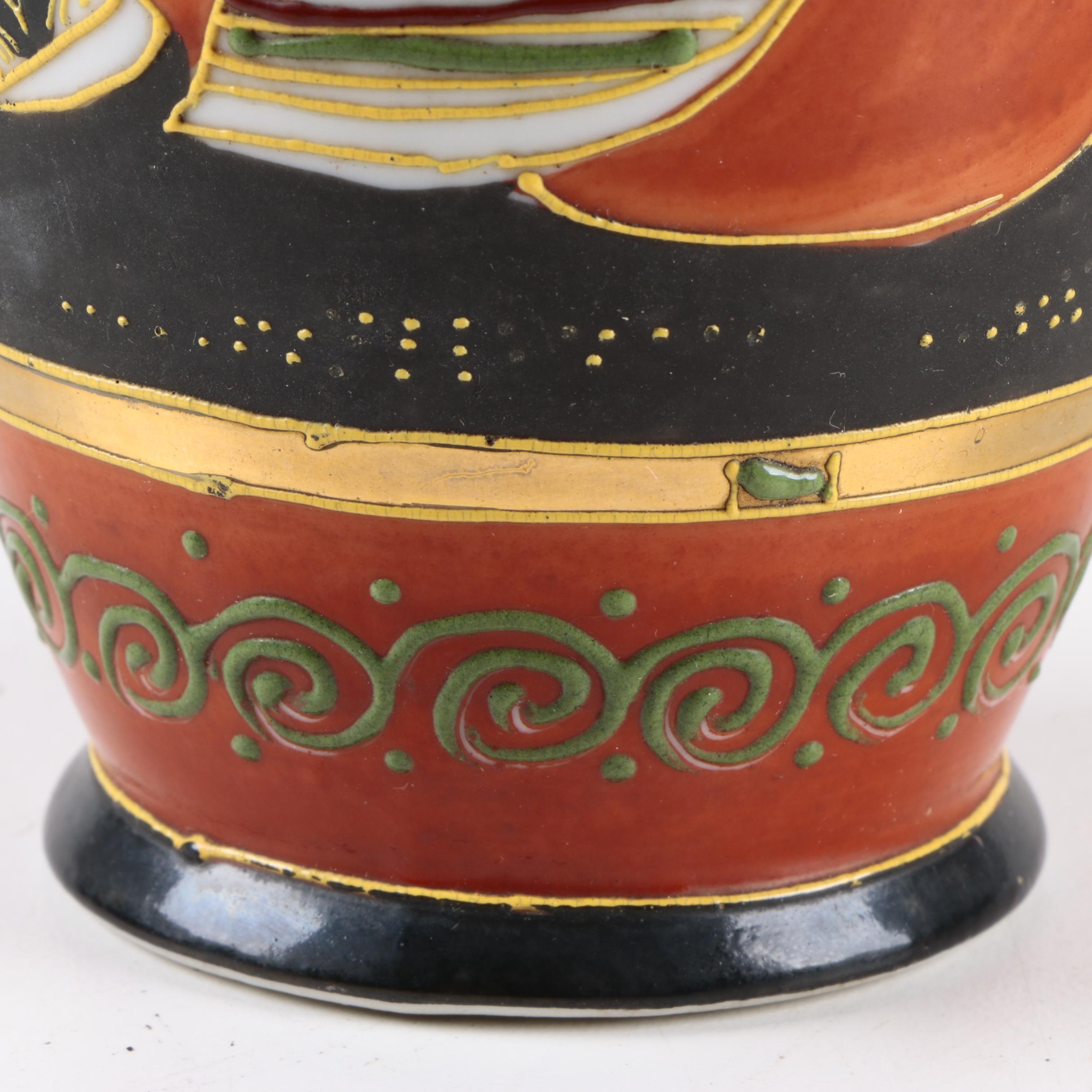 Japanese Chokin and Moriage Porcelain Vases