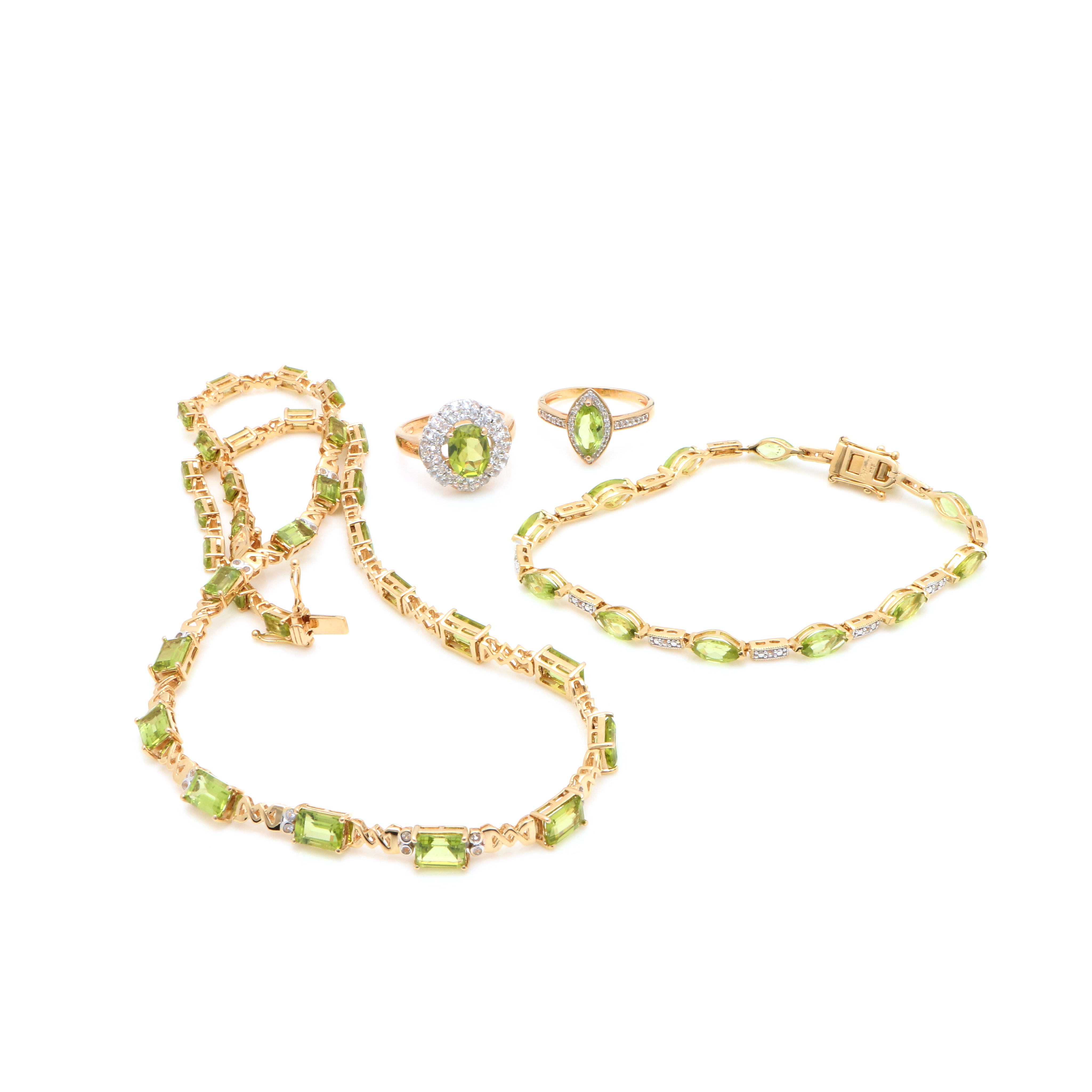 Orianne Gold Wash on Sterling Silver Jewelry Assortment Featuring Peridot