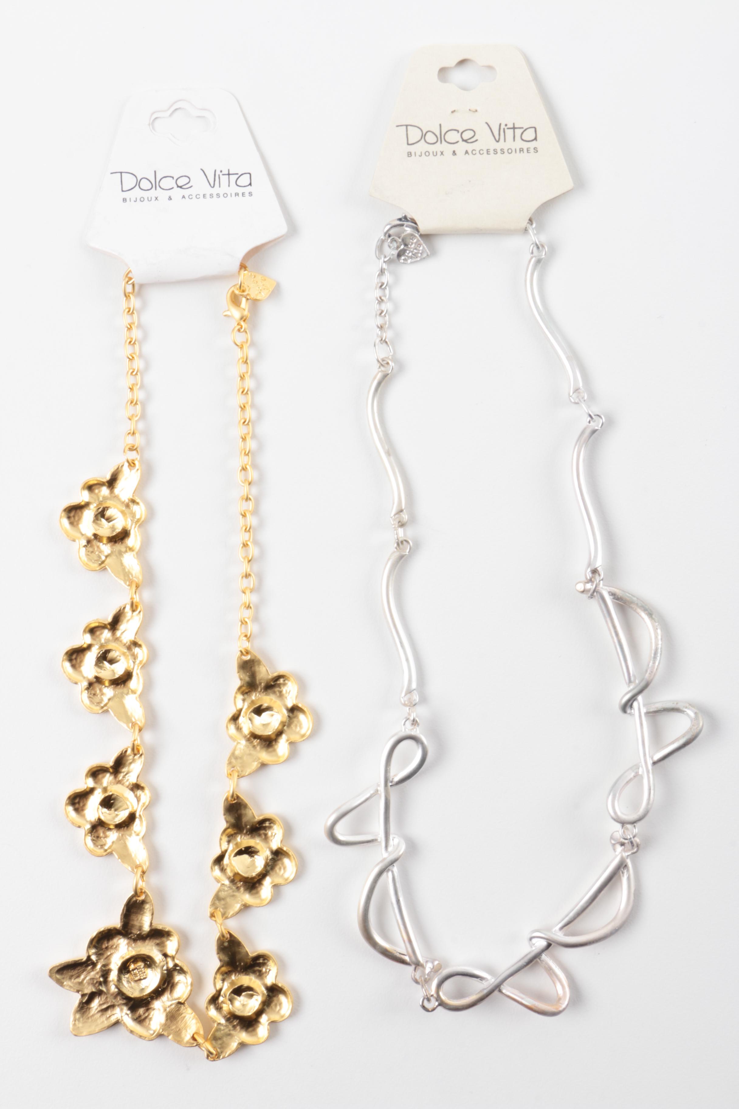 Assortment of Dolce Vita Gold and Silver Tone Jewelry Including Glass Accents