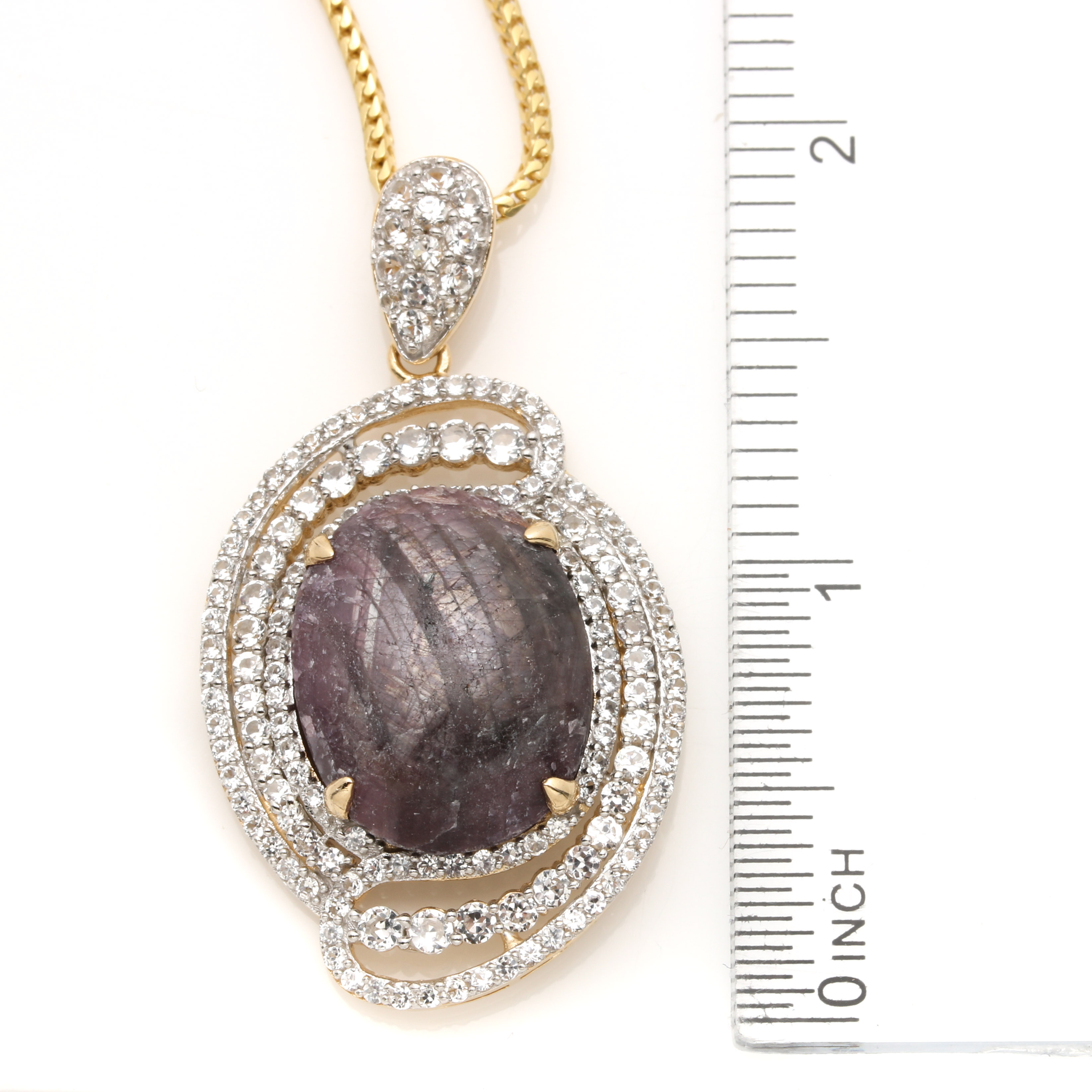 Orianne Gold Wash Over Sterling Silver Star Ruby and White Topaz Demi Parure