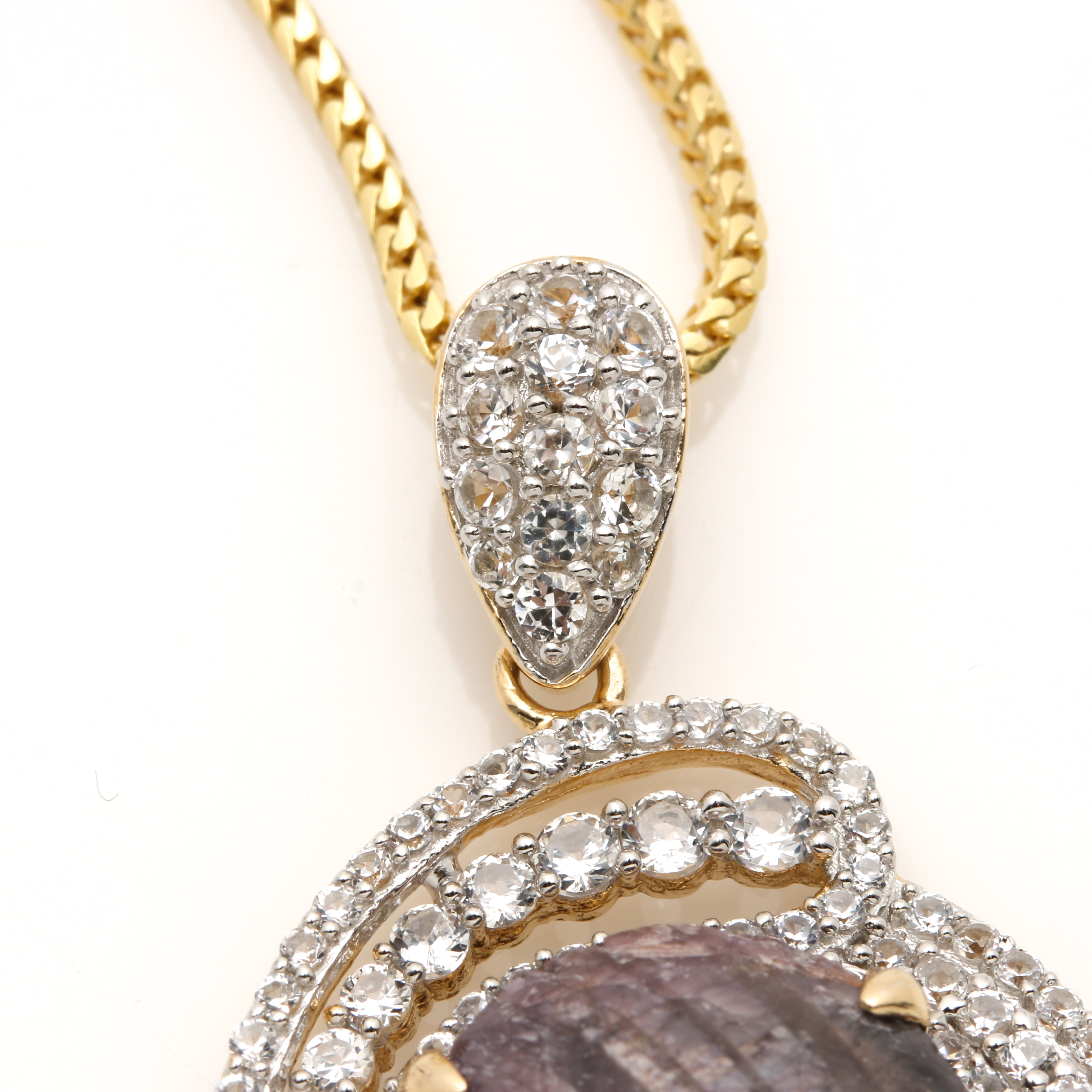 Orianne Gold Wash Over Sterling Silver Star Ruby and White Topaz Demi Parure