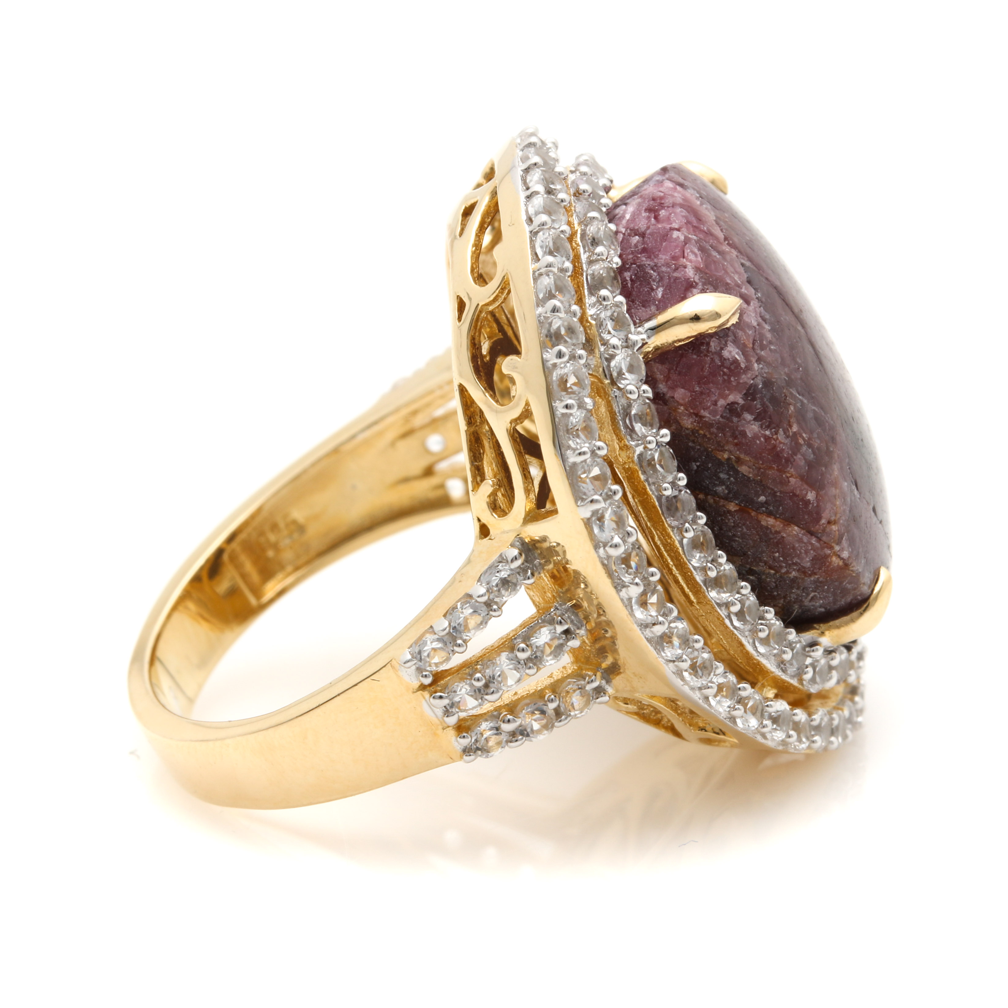 Orianne Gold Wash Over Sterling Silver Star Ruby and White Topaz Demi Parure