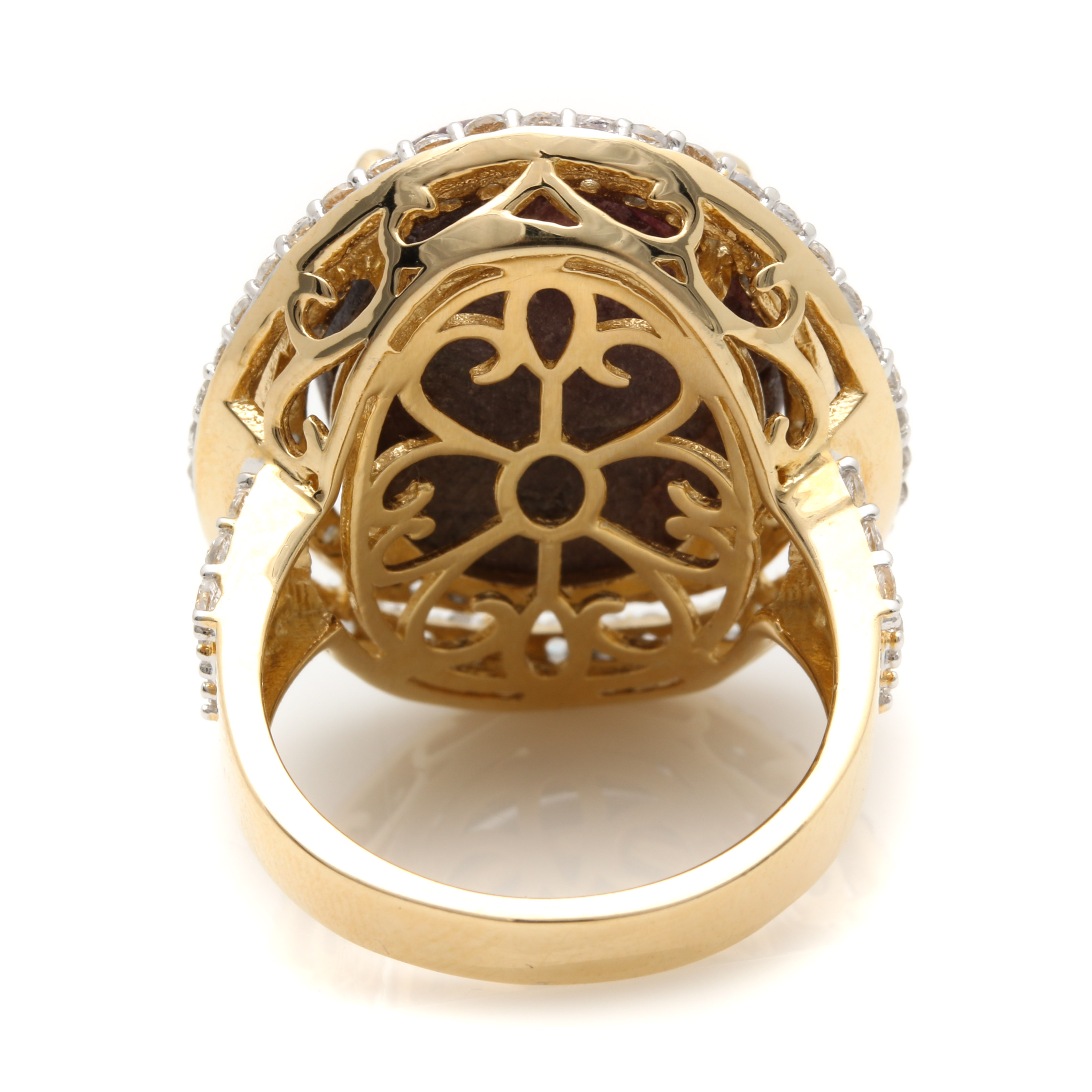 Orianne Gold Wash Over Sterling Silver Star Ruby and White Topaz Demi Parure