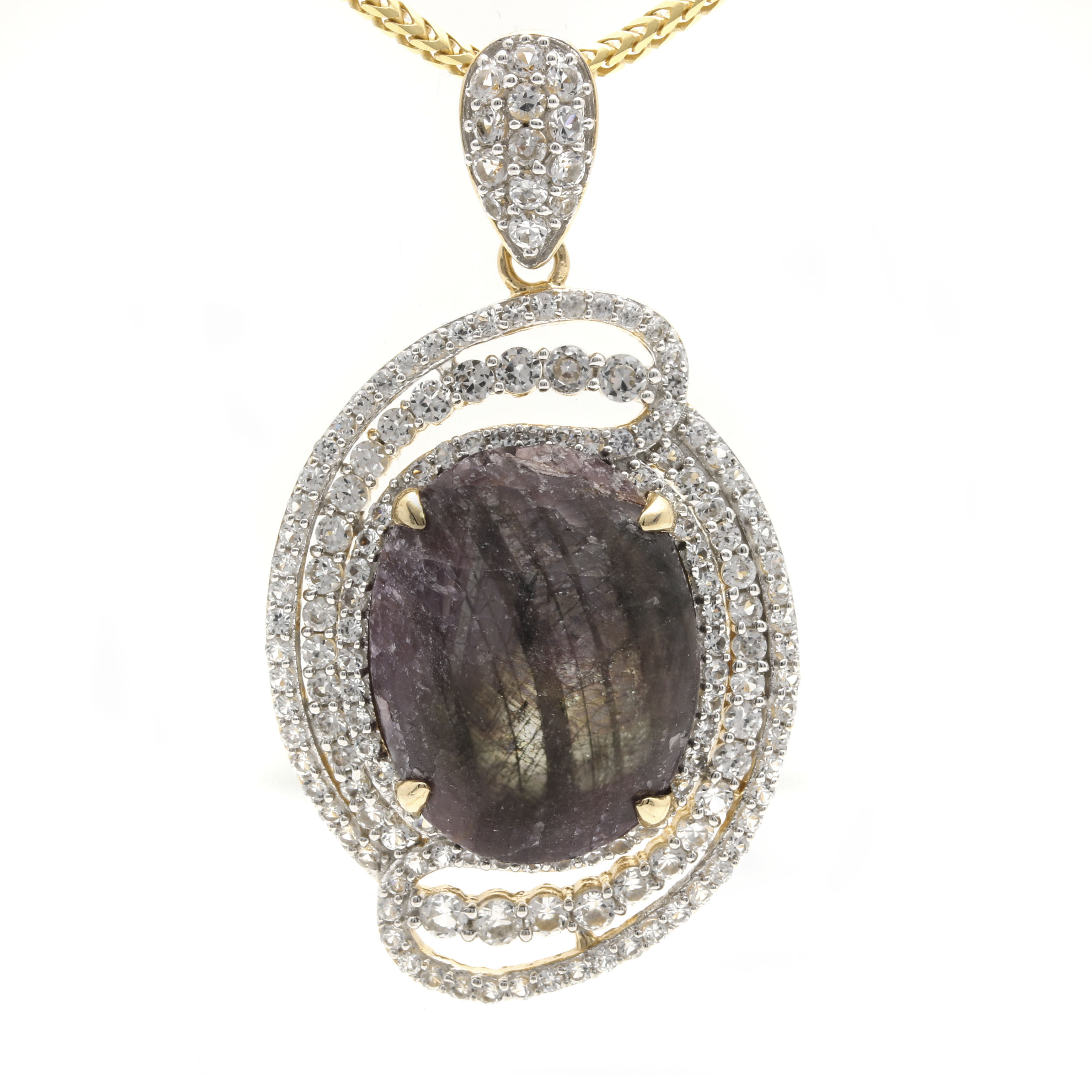 Orianne Gold Wash Over Sterling Silver Star Ruby and White Topaz Demi Parure