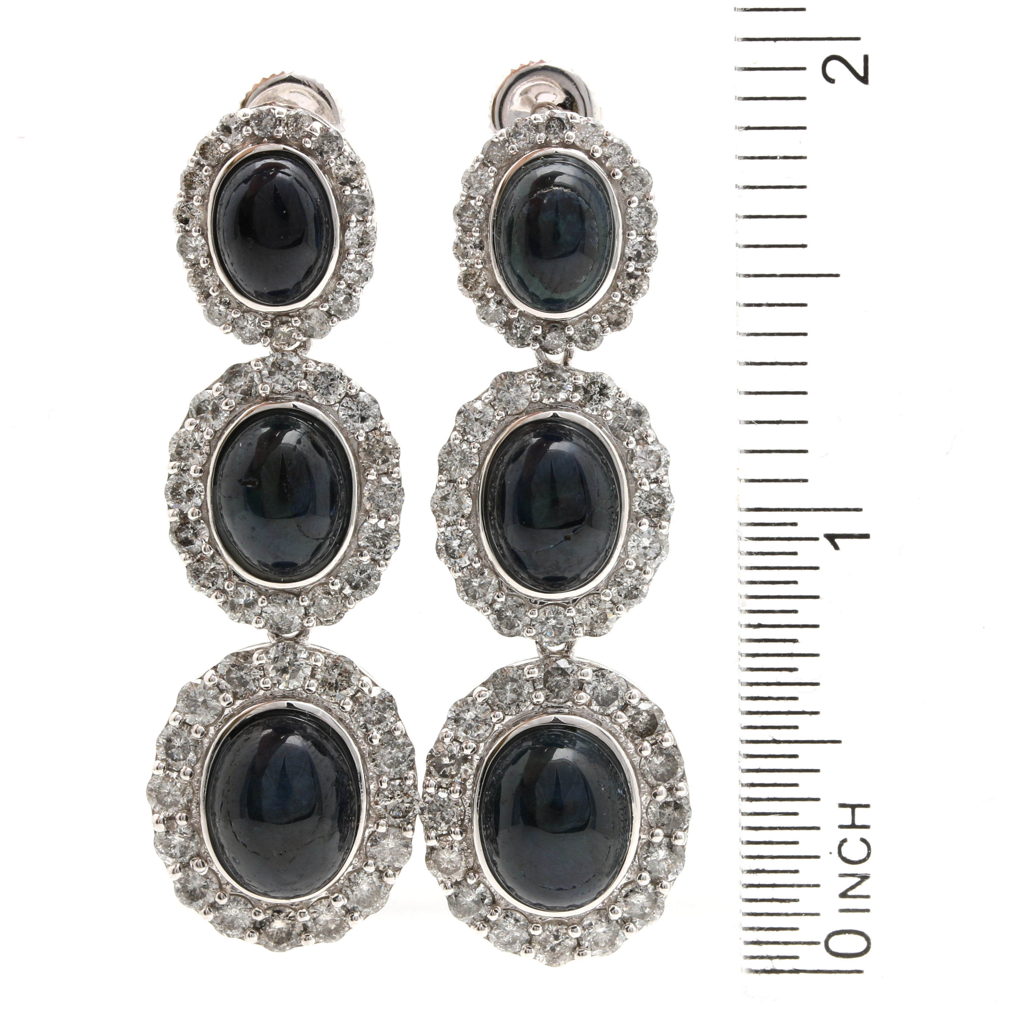 Orianne Collins 14K White Gold Star Sapphire and 4.26 CTW Diamond Earrings