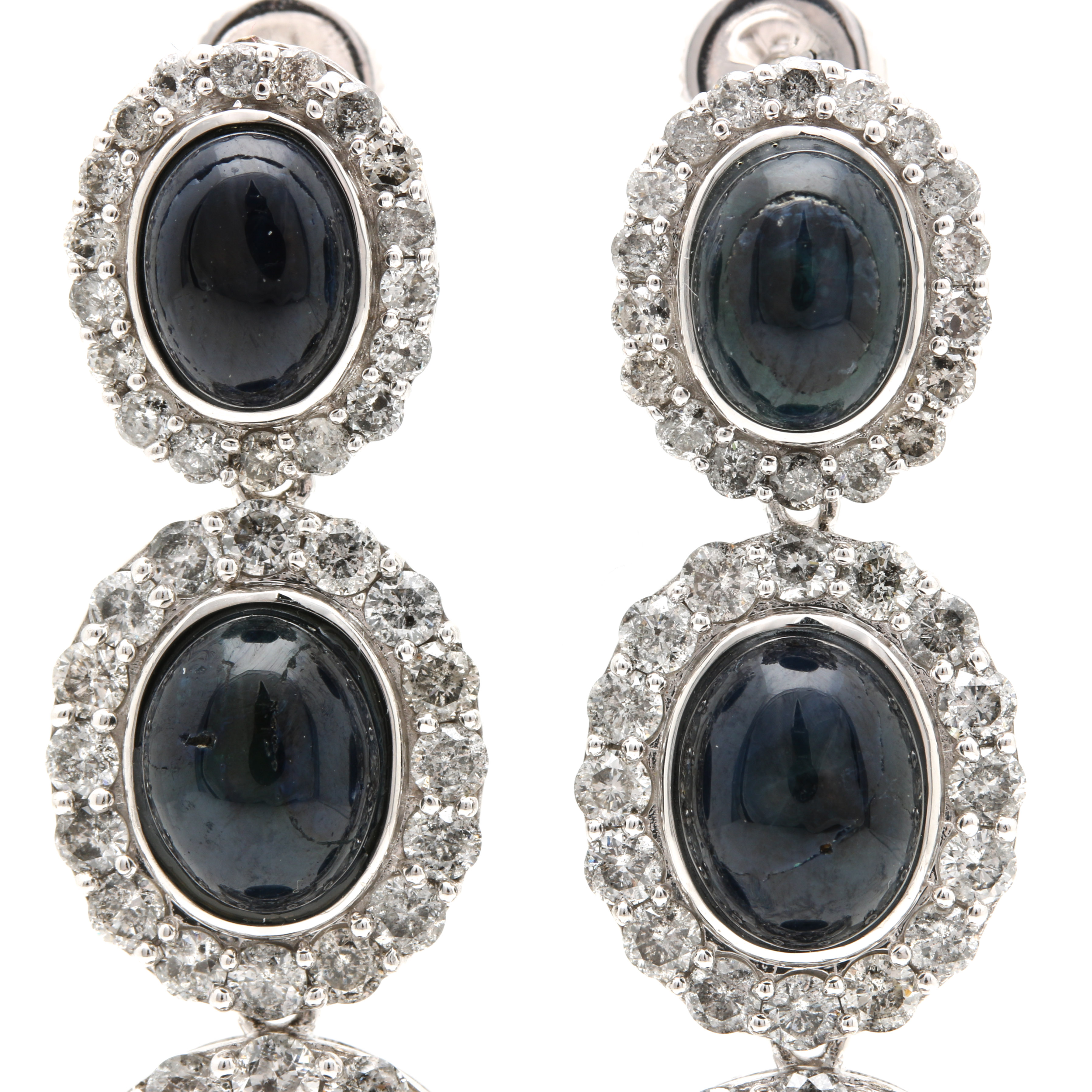 Orianne Collins 14K White Gold Star Sapphire and 4.26 CTW Diamond Earrings