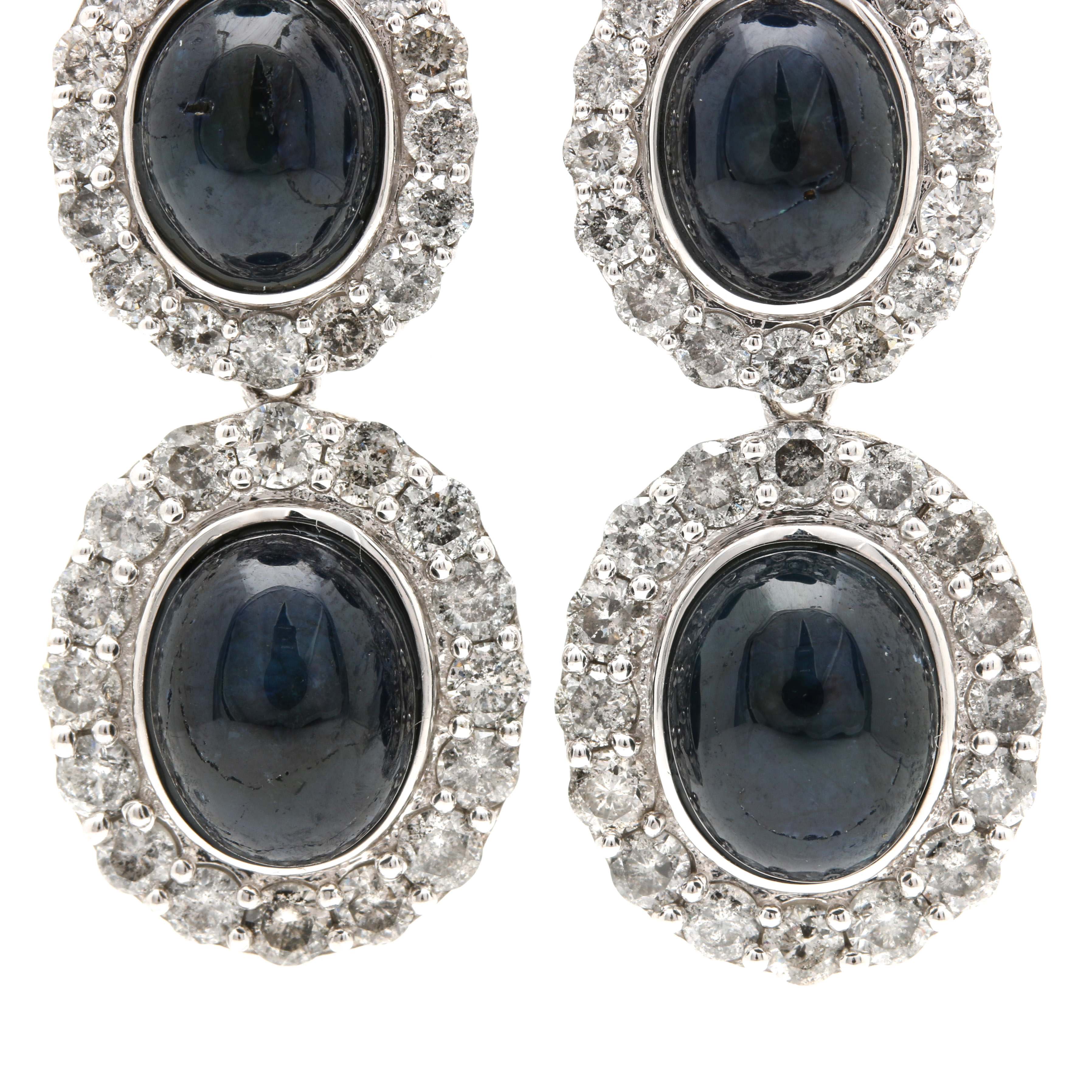 Orianne Collins 14K White Gold Star Sapphire and 4.26 CTW Diamond Earrings