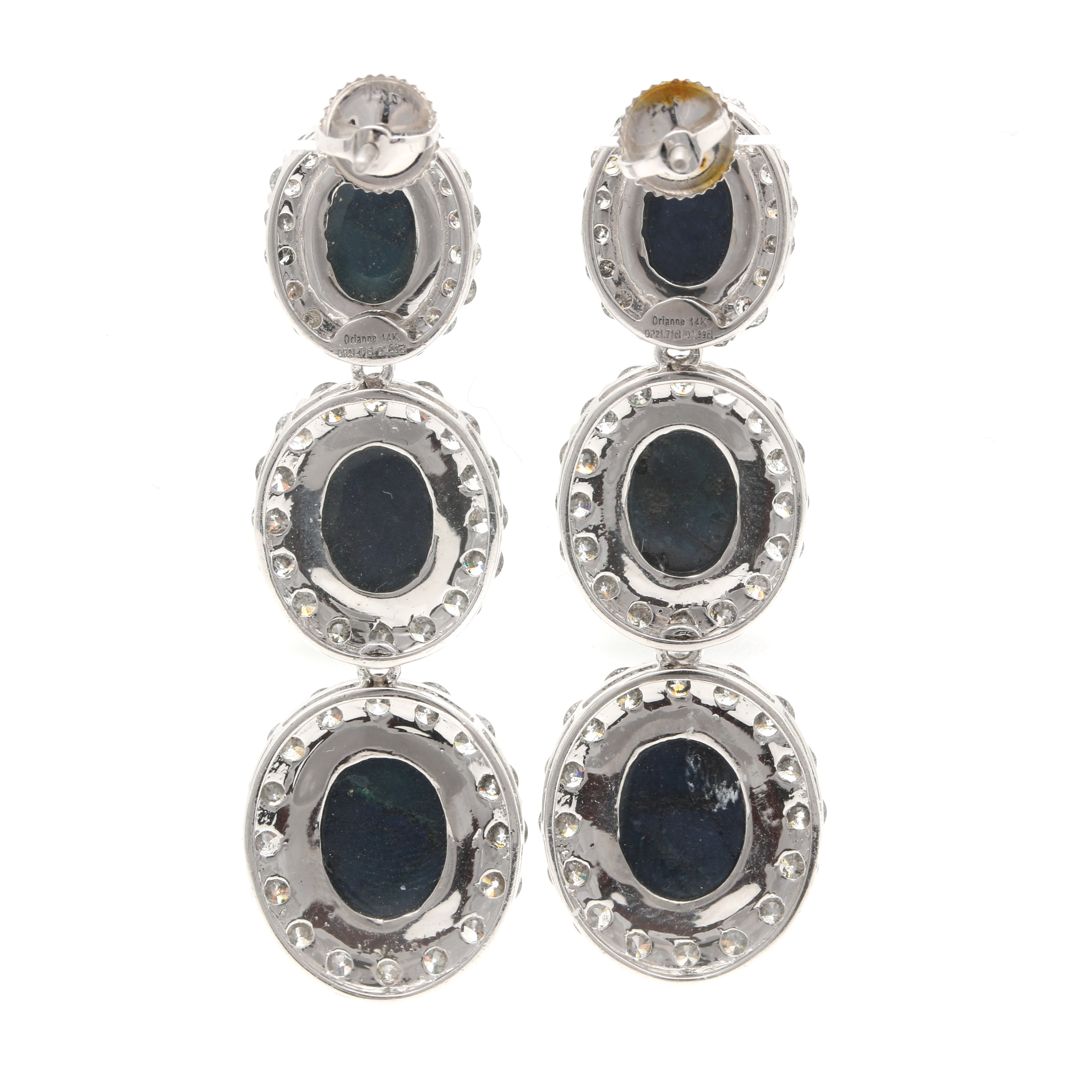Orianne Collins 14K White Gold Star Sapphire and 4.26 CTW Diamond Earrings