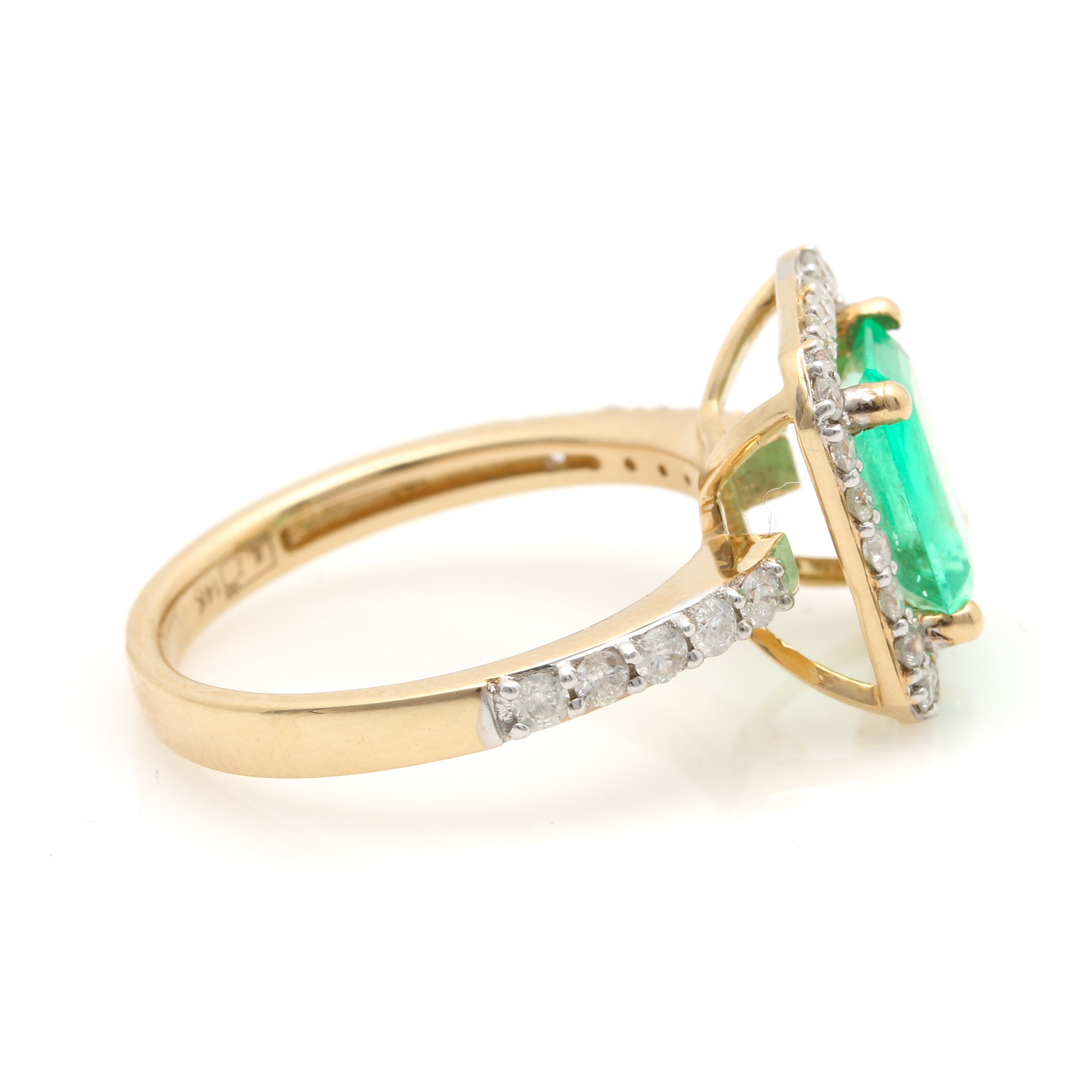 14K Yellow Gold Emerald and Diamond Ring