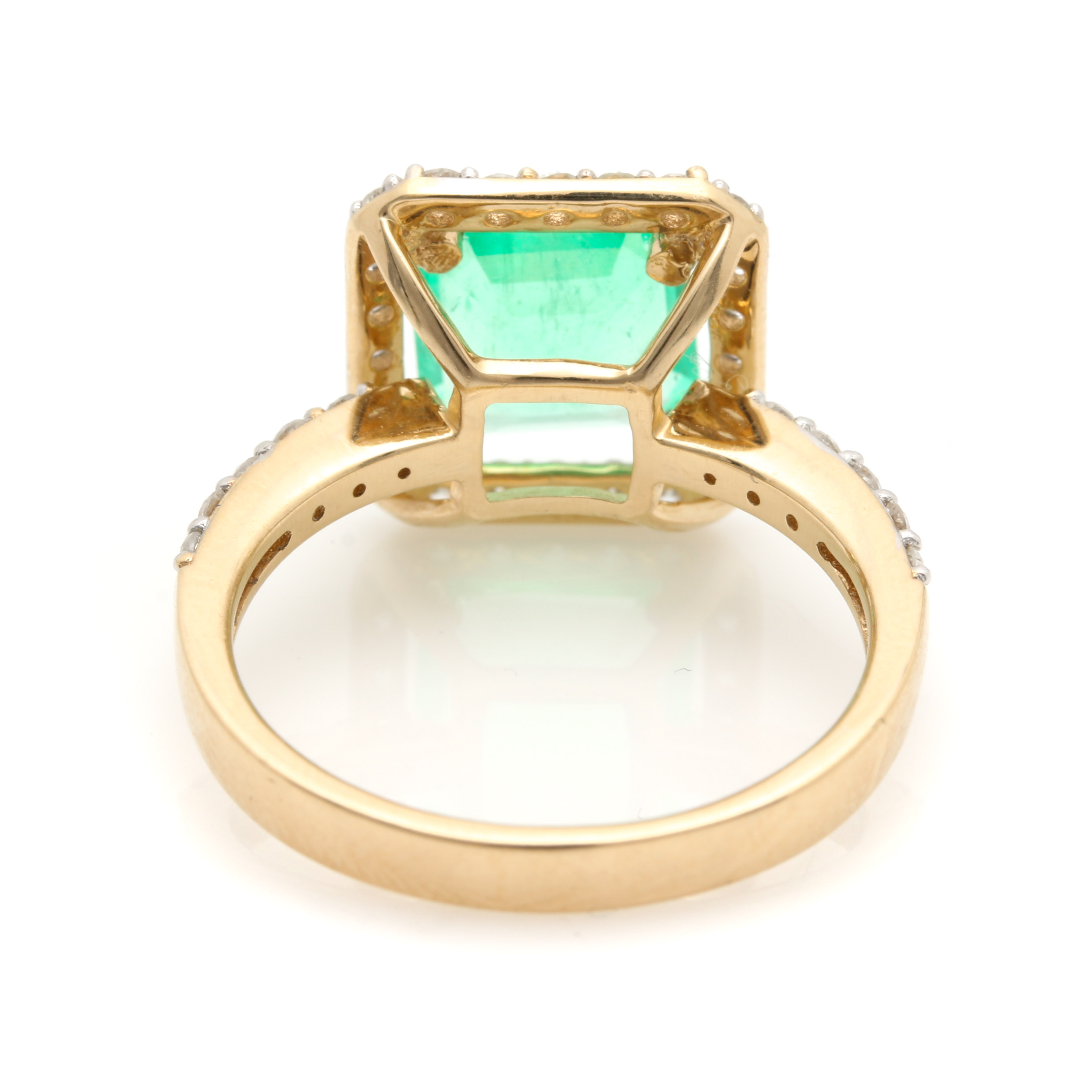 14K Yellow Gold Emerald and Diamond Ring
