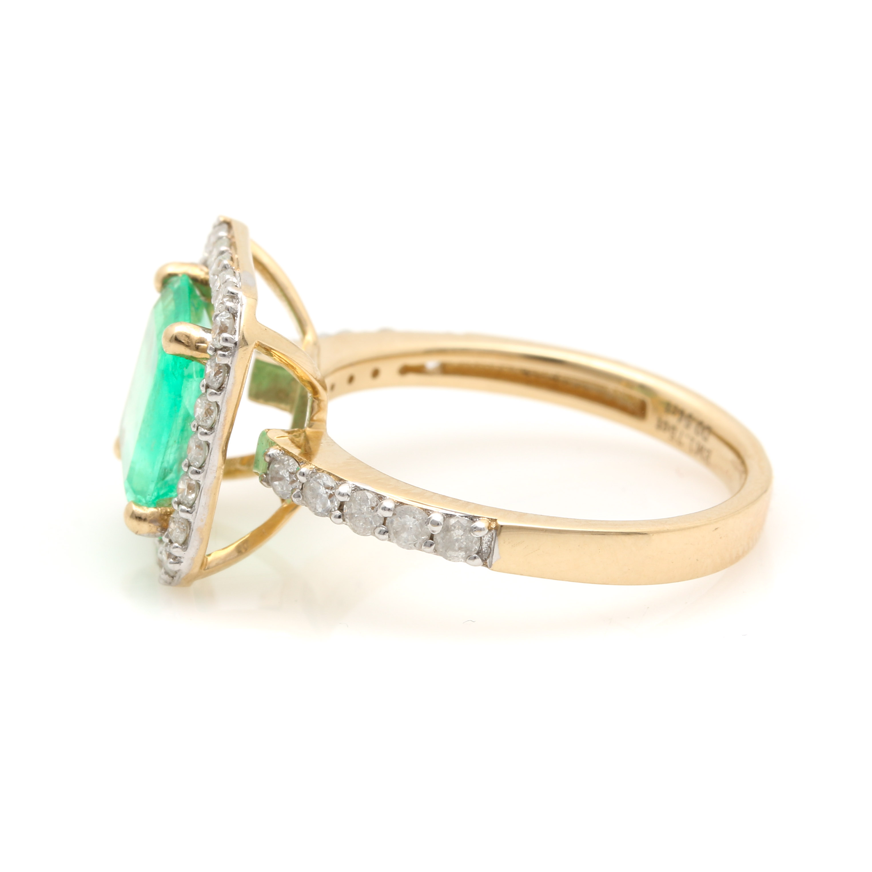 14K Yellow Gold Emerald and Diamond Ring
