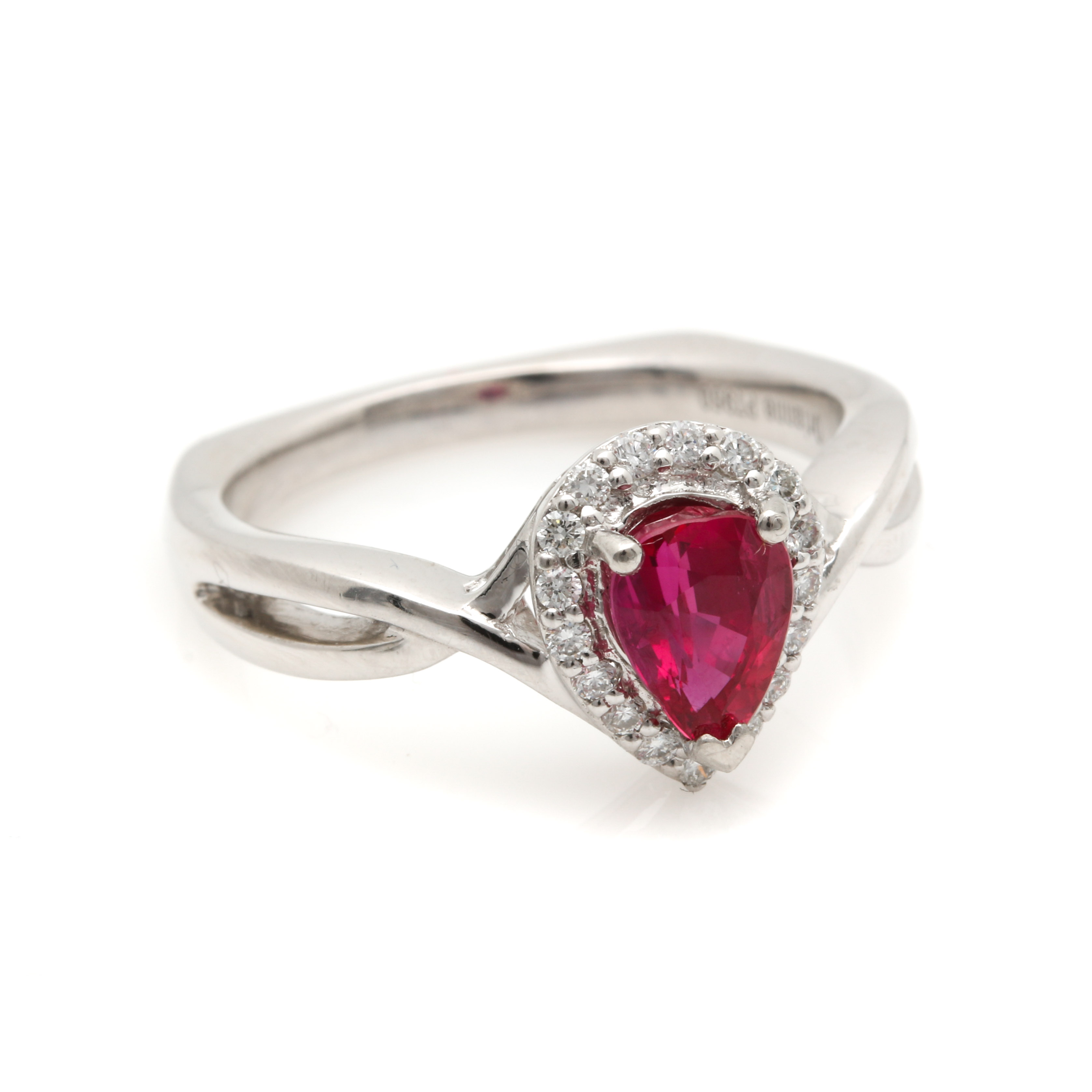 Orianne Collins Platinum 1.03 CT Ruby and Diamond Ring
