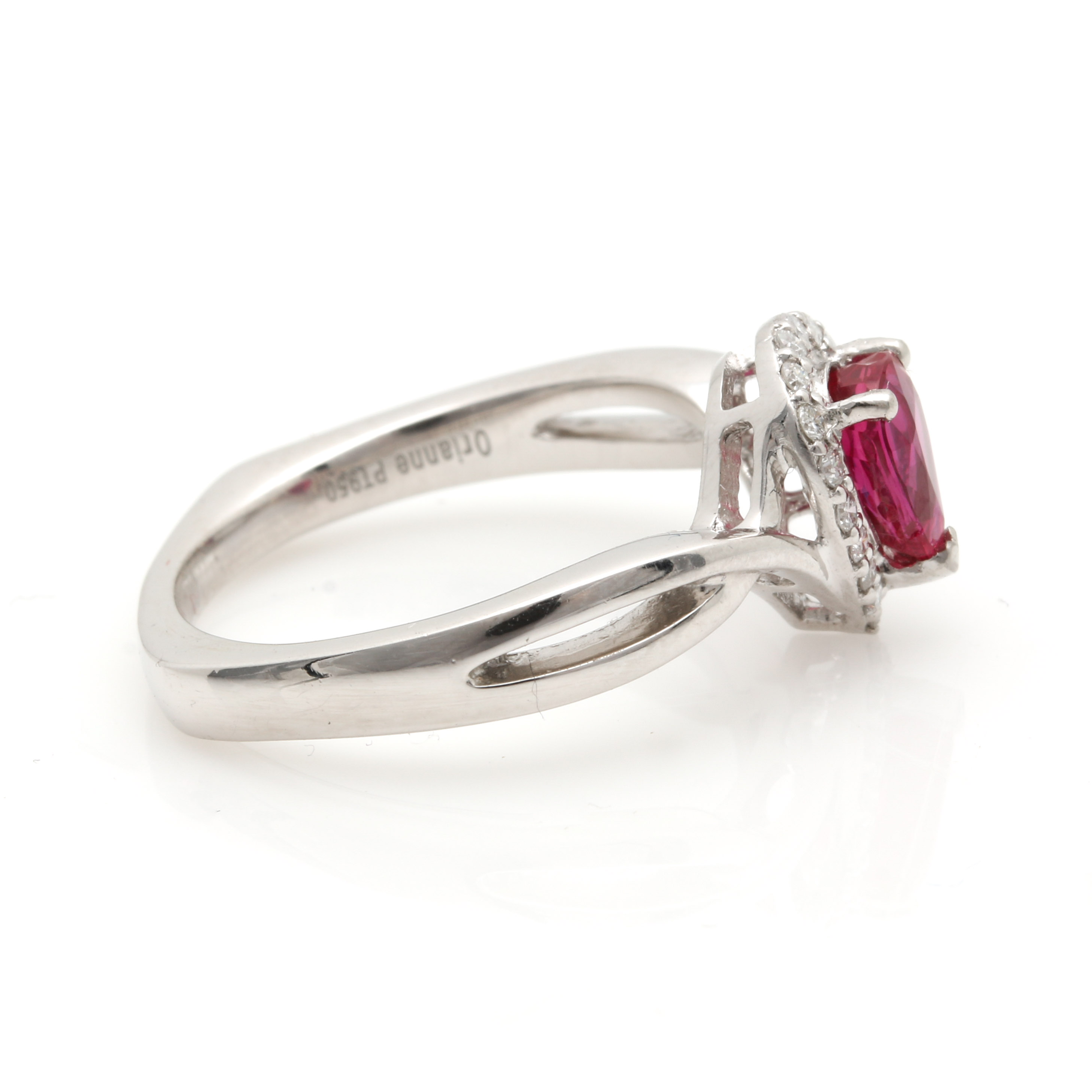 Orianne Collins Platinum 1.03 CT Ruby and Diamond Ring