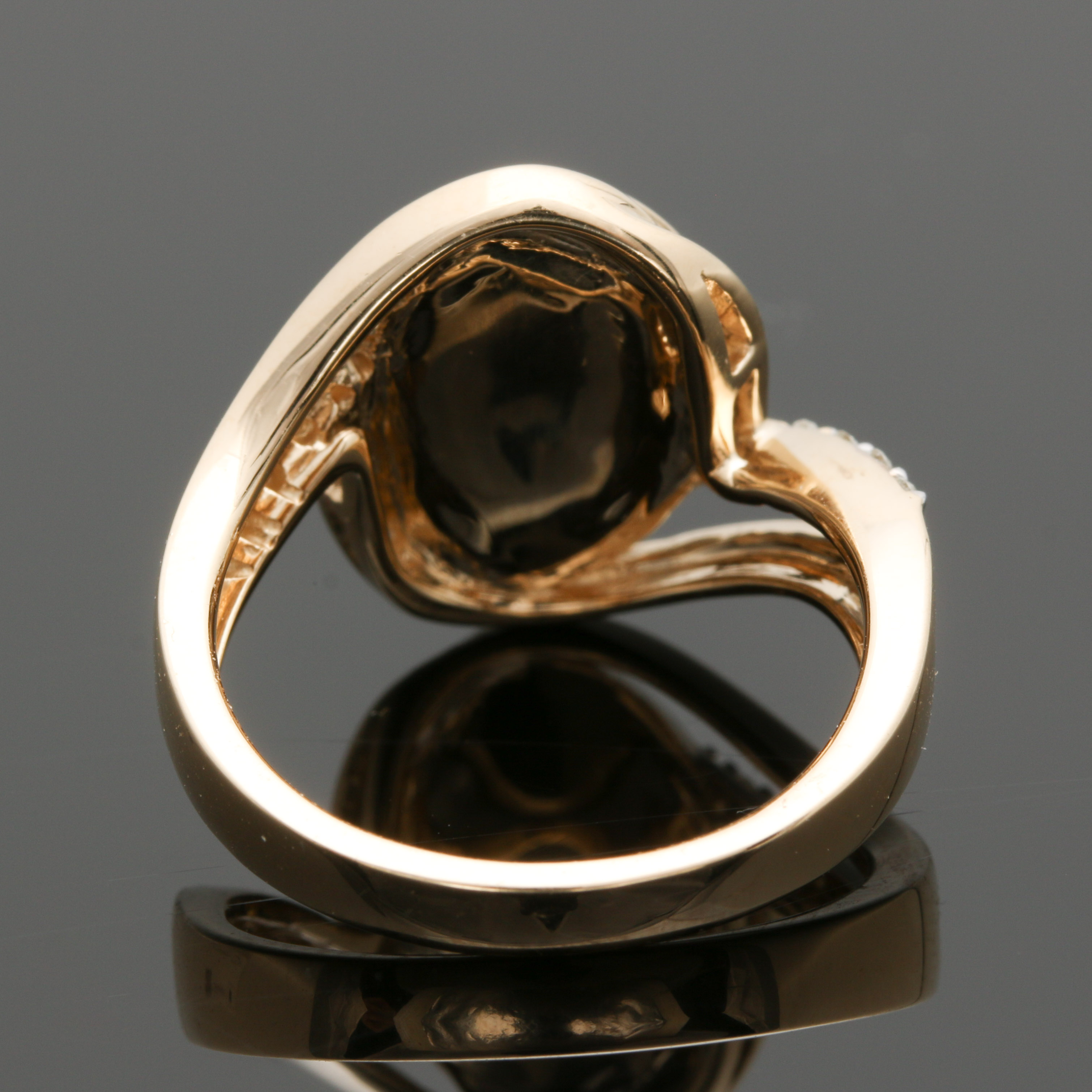 Orianne Collins 14K Yellow Gold Opal and Diamond Bypass Ring