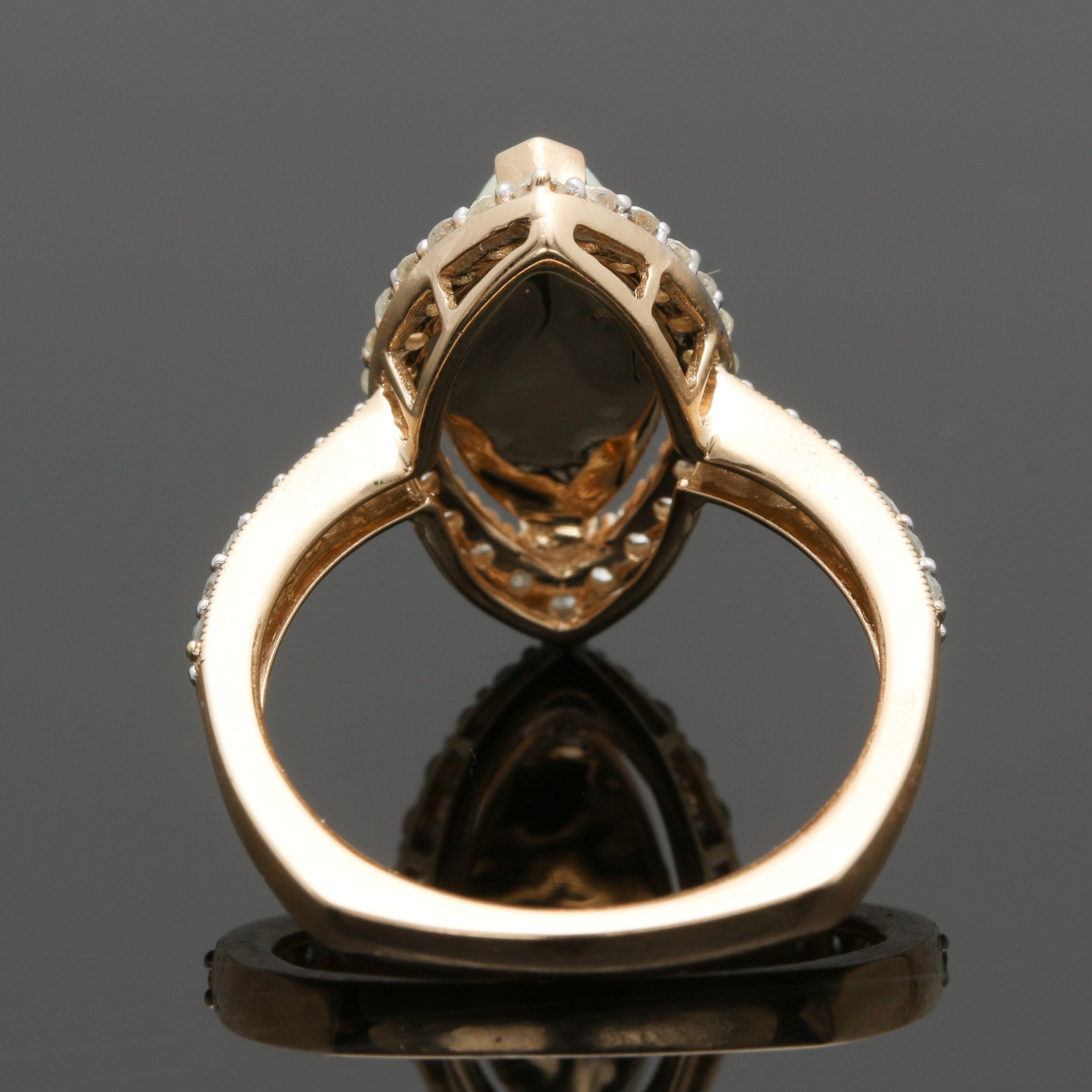 14K Yellow Gold Opal and Diamond Ring Hallmarked Orianne