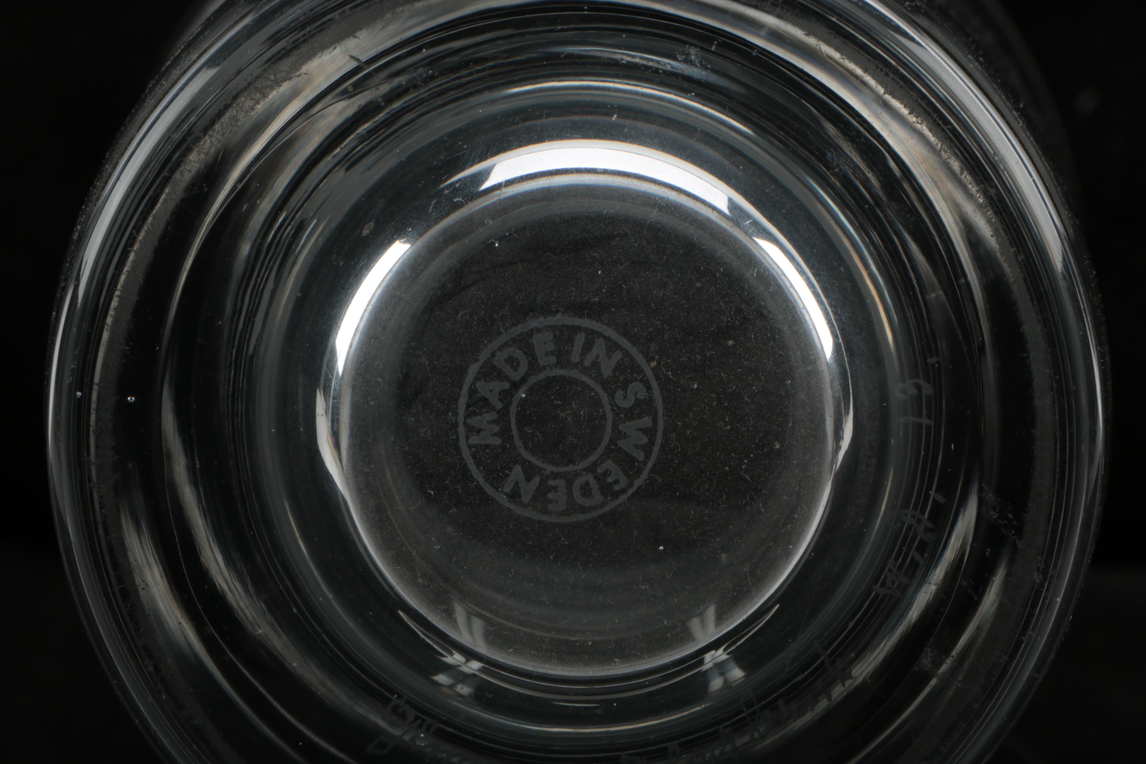 Signed Swedish Etched Crystal Deco Figural Vase