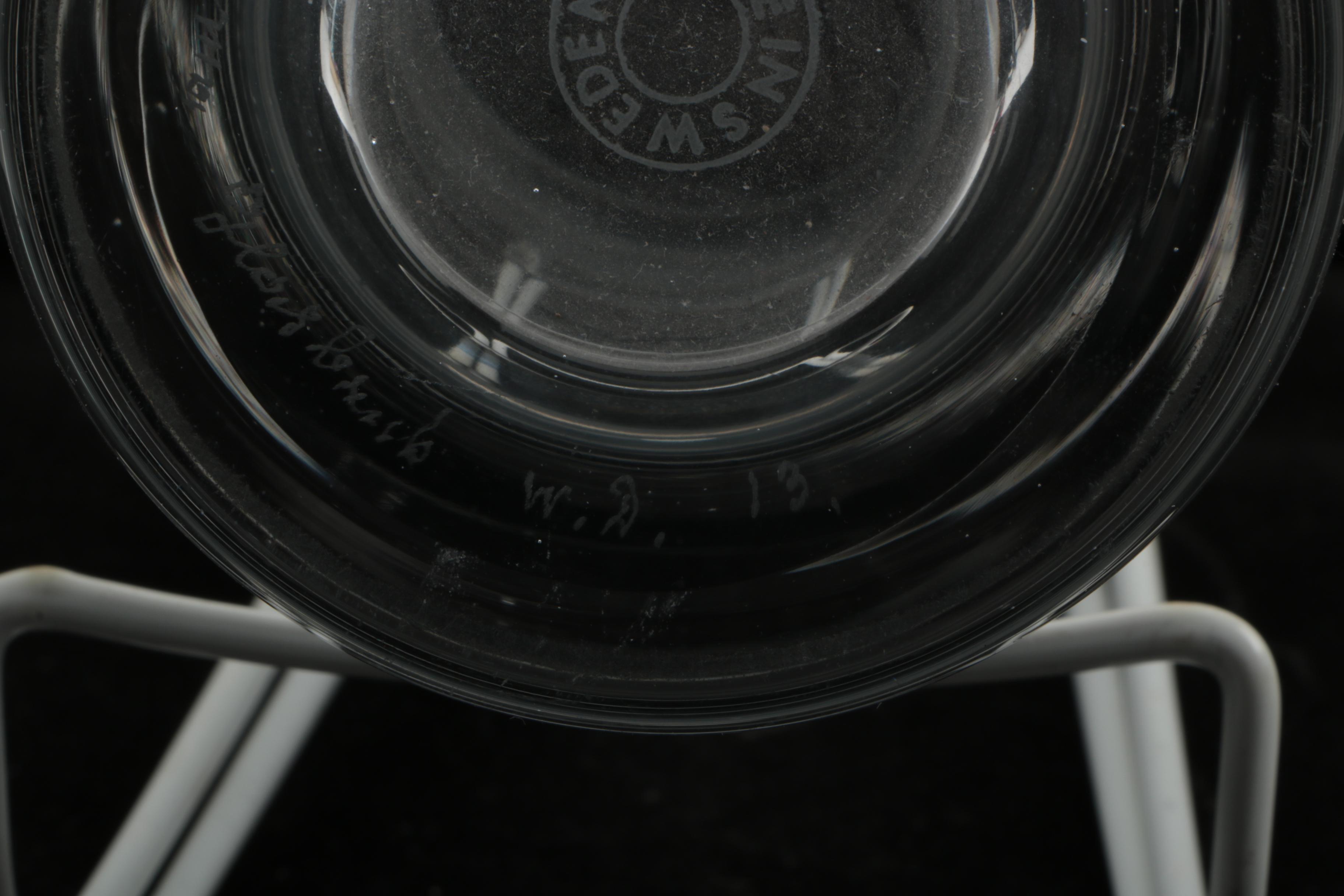 Signed Swedish Etched Crystal Deco Figural Vase