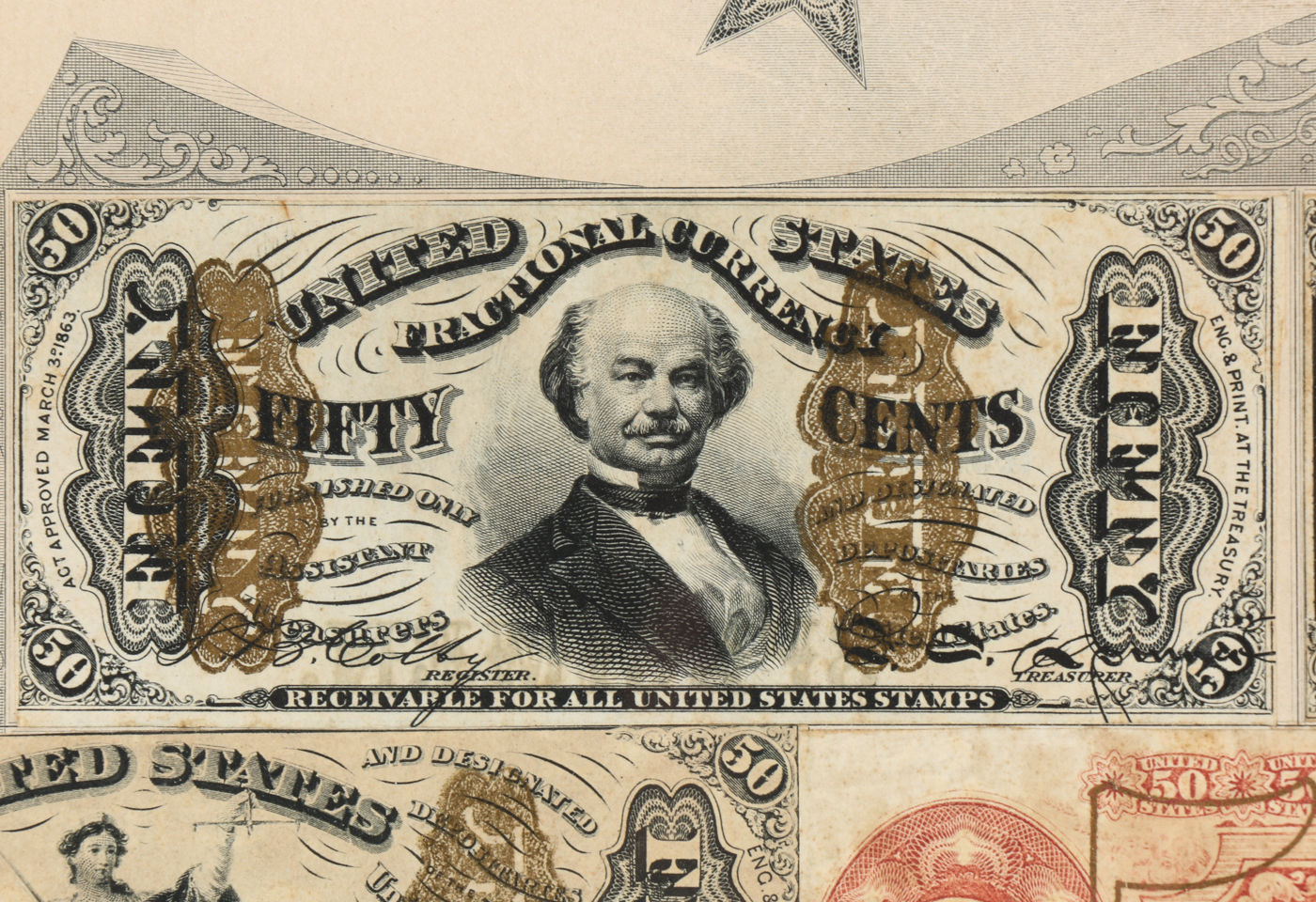 Gray Fractional Currency Shield (Fr. 1382), c. 1866-1869