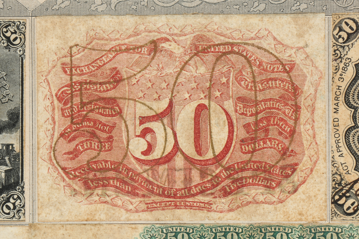 Gray Fractional Currency Shield (Fr. 1382), c. 1866-1869