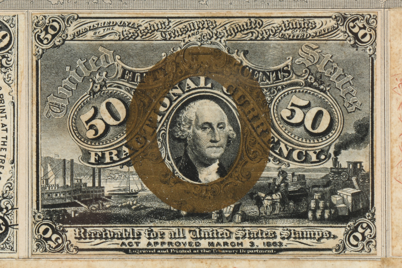 Gray Fractional Currency Shield (Fr. 1382), c. 1866-1869