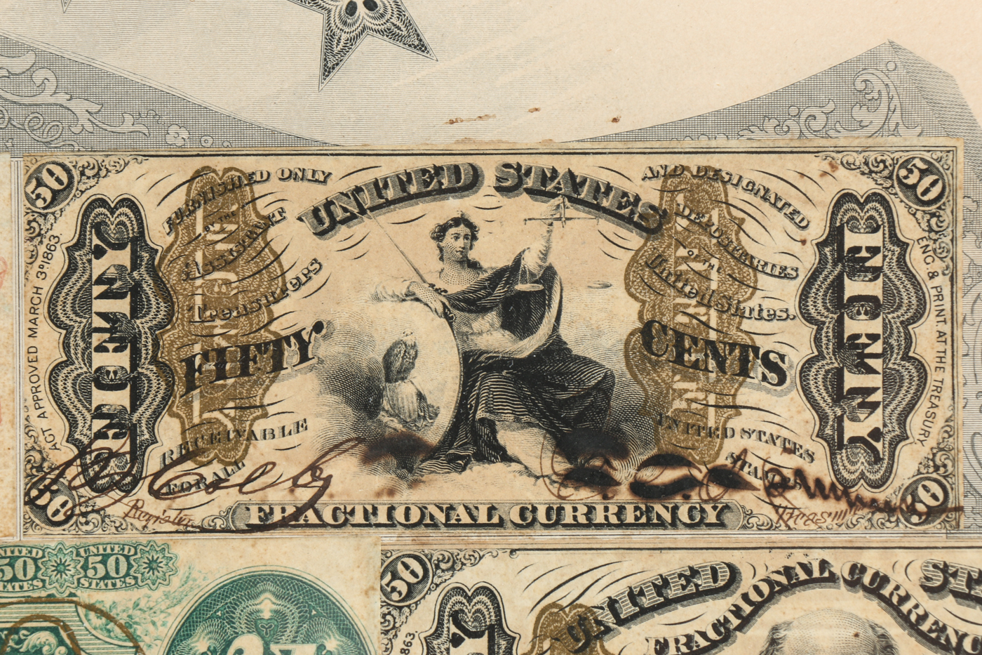 Gray Fractional Currency Shield (Fr. 1382), c. 1866-1869