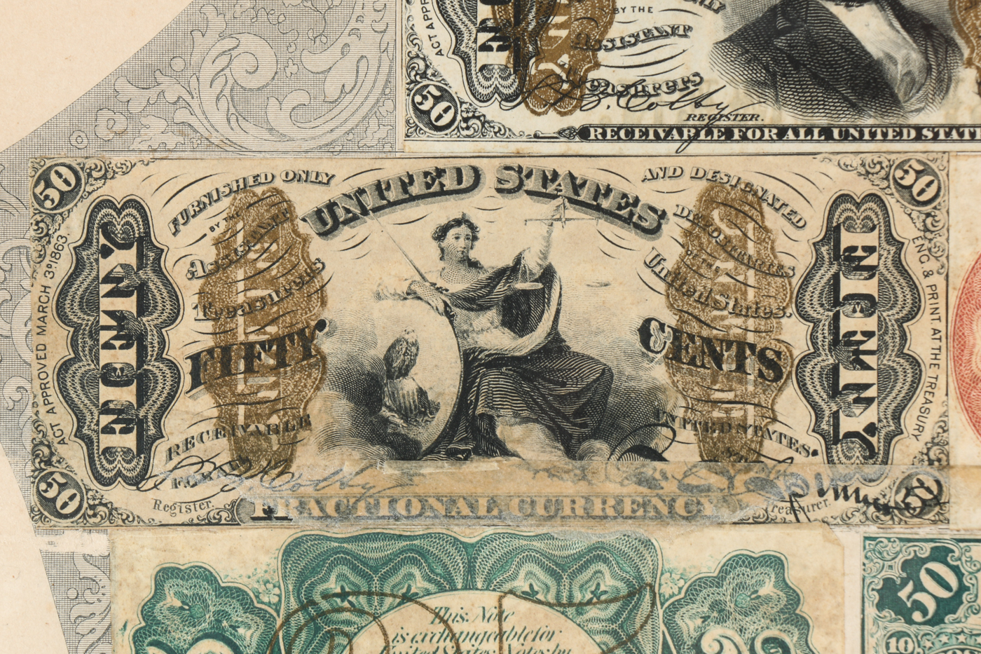 Gray Fractional Currency Shield (Fr. 1382), c. 1866-1869