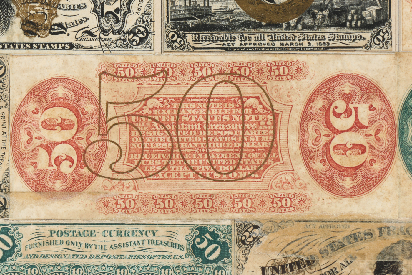 Gray Fractional Currency Shield (Fr. 1382), c. 1866-1869