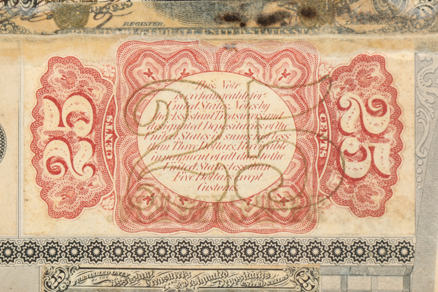 Gray Fractional Currency Shield (Fr. 1382), c. 1866-1869