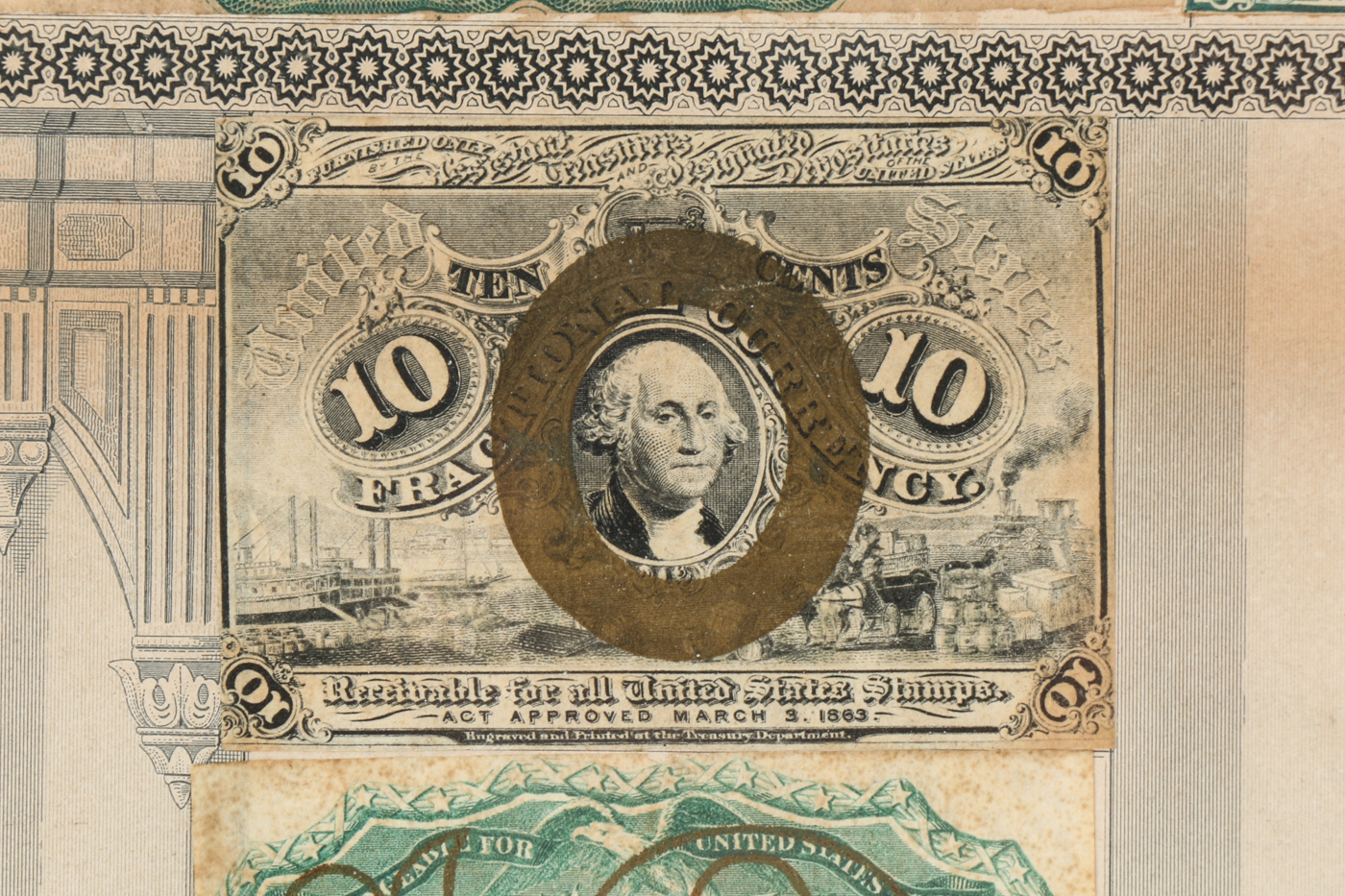 Gray Fractional Currency Shield (Fr. 1382), c. 1866-1869