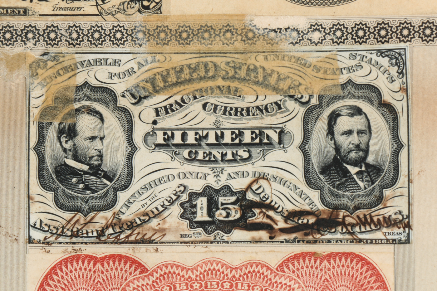 Gray Fractional Currency Shield (Fr. 1382), c. 1866-1869