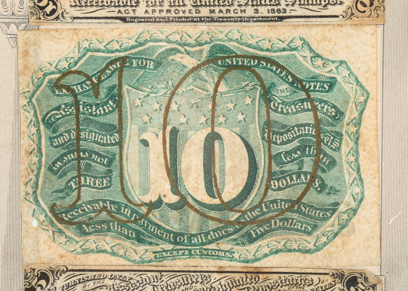 Gray Fractional Currency Shield (Fr. 1382), c. 1866-1869