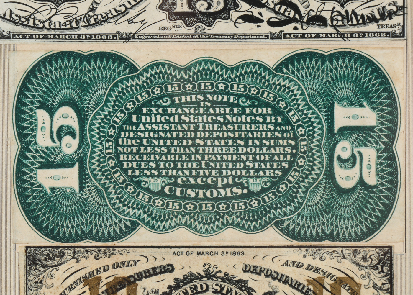 Gray Fractional Currency Shield (Fr. 1382), c. 1866-1869