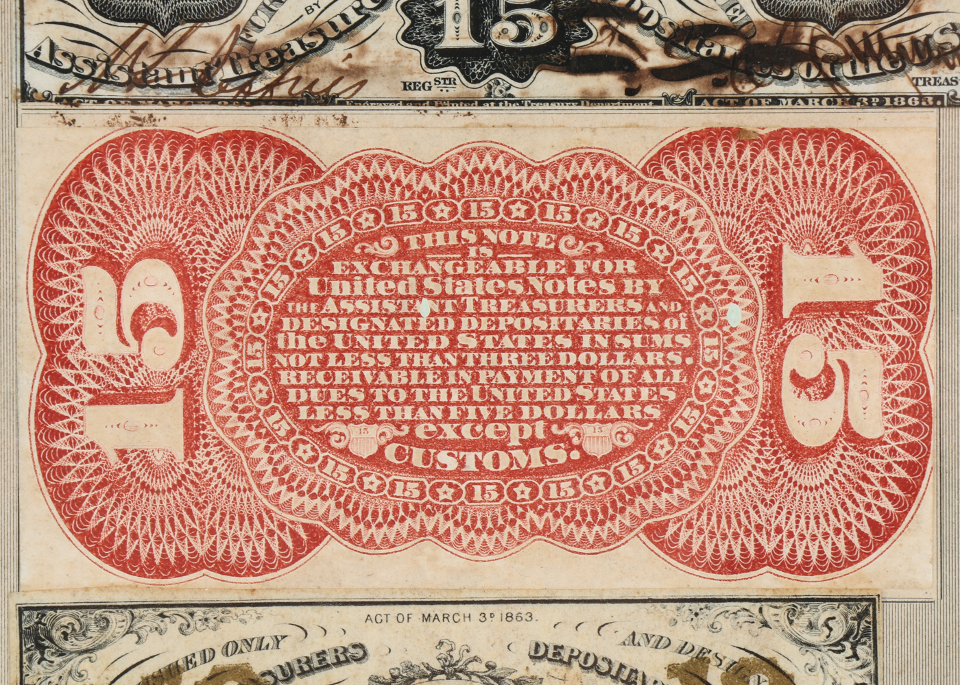 Gray Fractional Currency Shield (Fr. 1382), c. 1866-1869
