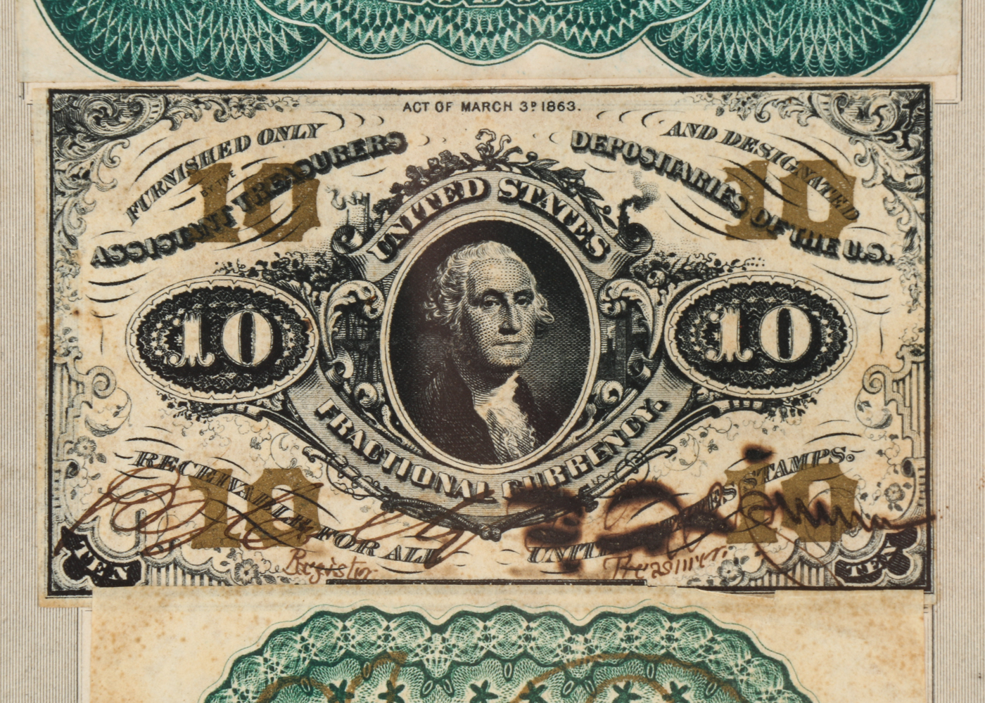 Gray Fractional Currency Shield (Fr. 1382), c. 1866-1869