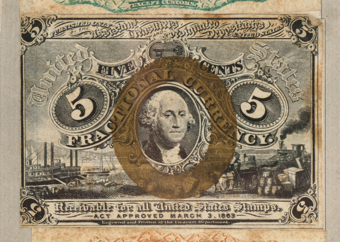 Gray Fractional Currency Shield (Fr. 1382), c. 1866-1869