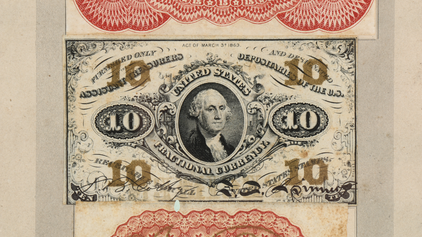 Gray Fractional Currency Shield (Fr. 1382), c. 1866-1869