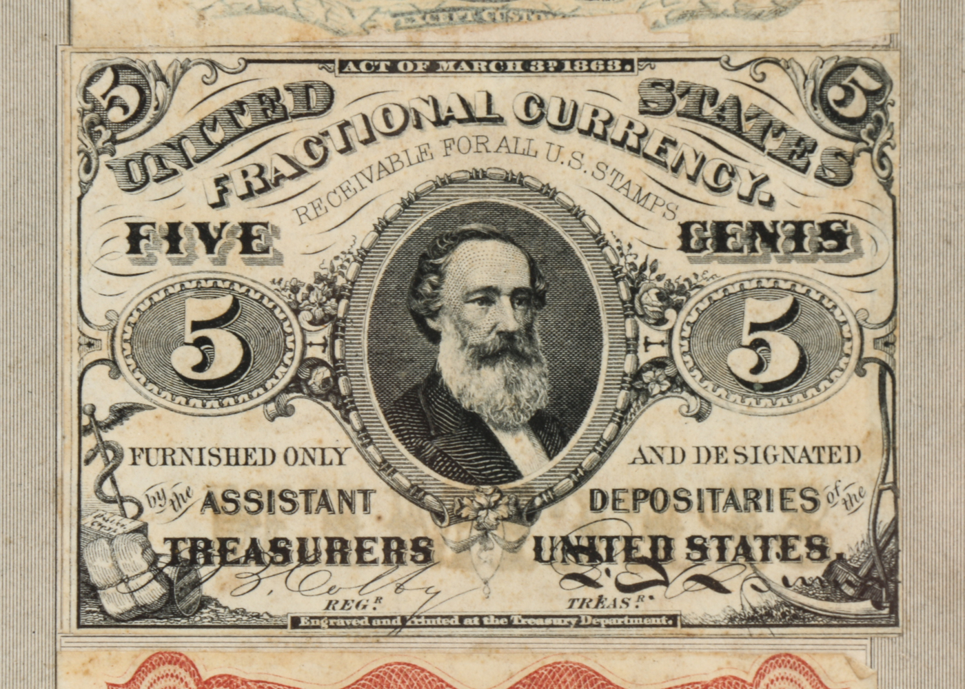 Gray Fractional Currency Shield (Fr. 1382), c. 1866-1869