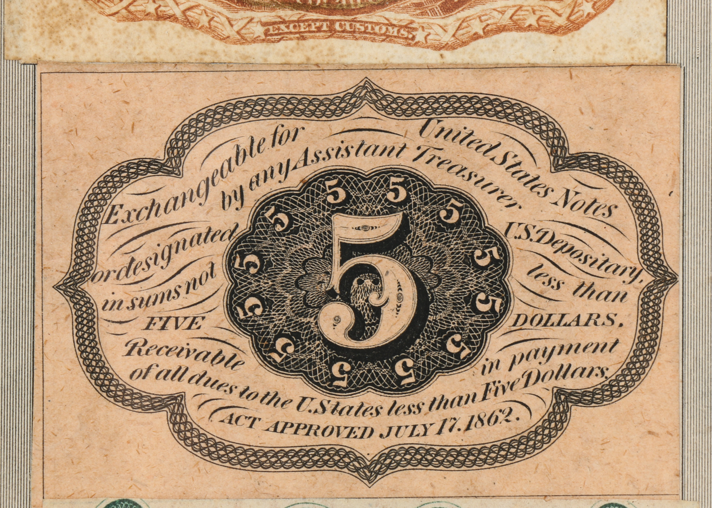 Gray Fractional Currency Shield (Fr. 1382), c. 1866-1869