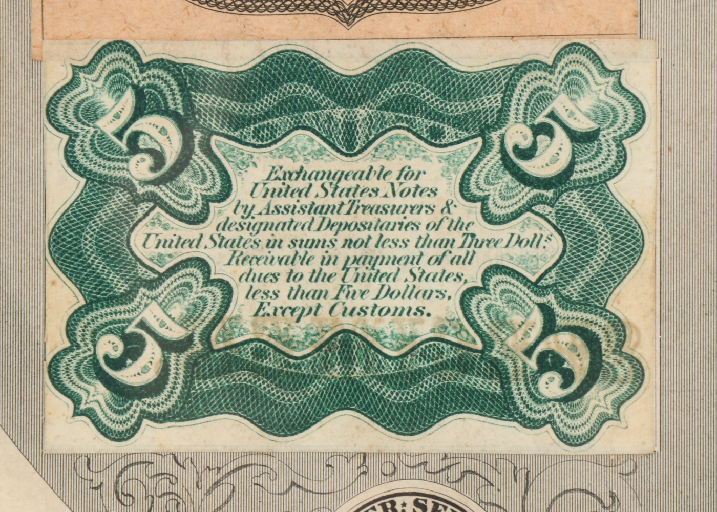 Gray Fractional Currency Shield (Fr. 1382), c. 1866-1869