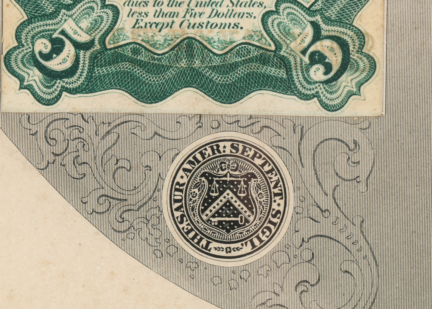 Gray Fractional Currency Shield (Fr. 1382), c. 1866-1869