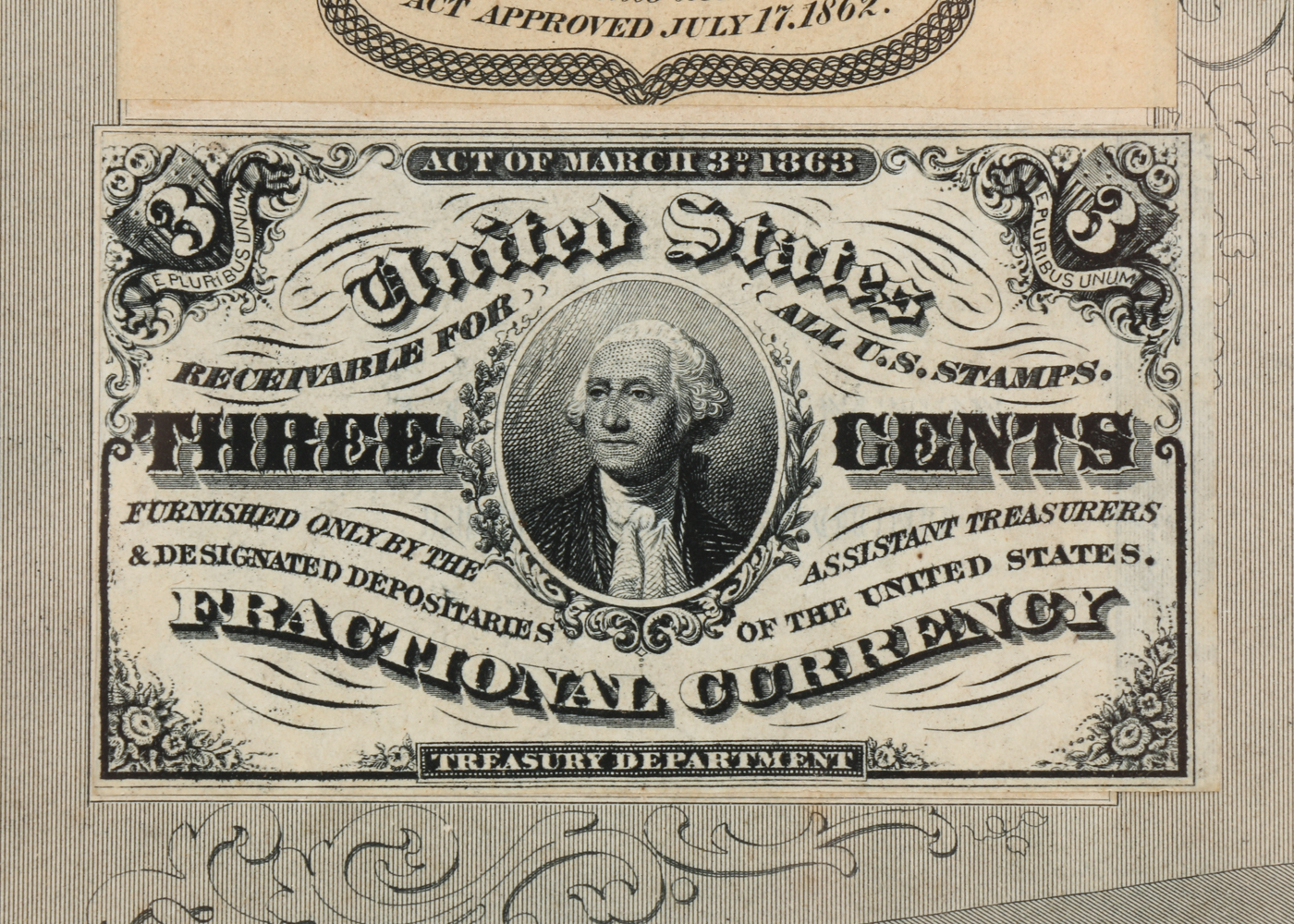 Gray Fractional Currency Shield (Fr. 1382), c. 1866-1869